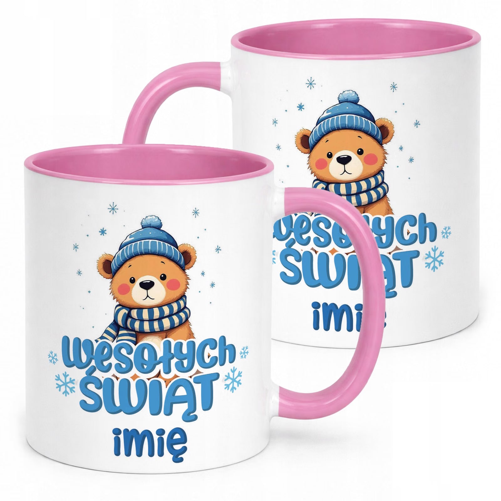Kubek Różowy Personalizowany z Nadrukiem Boże Narodzenie Święta Prezent