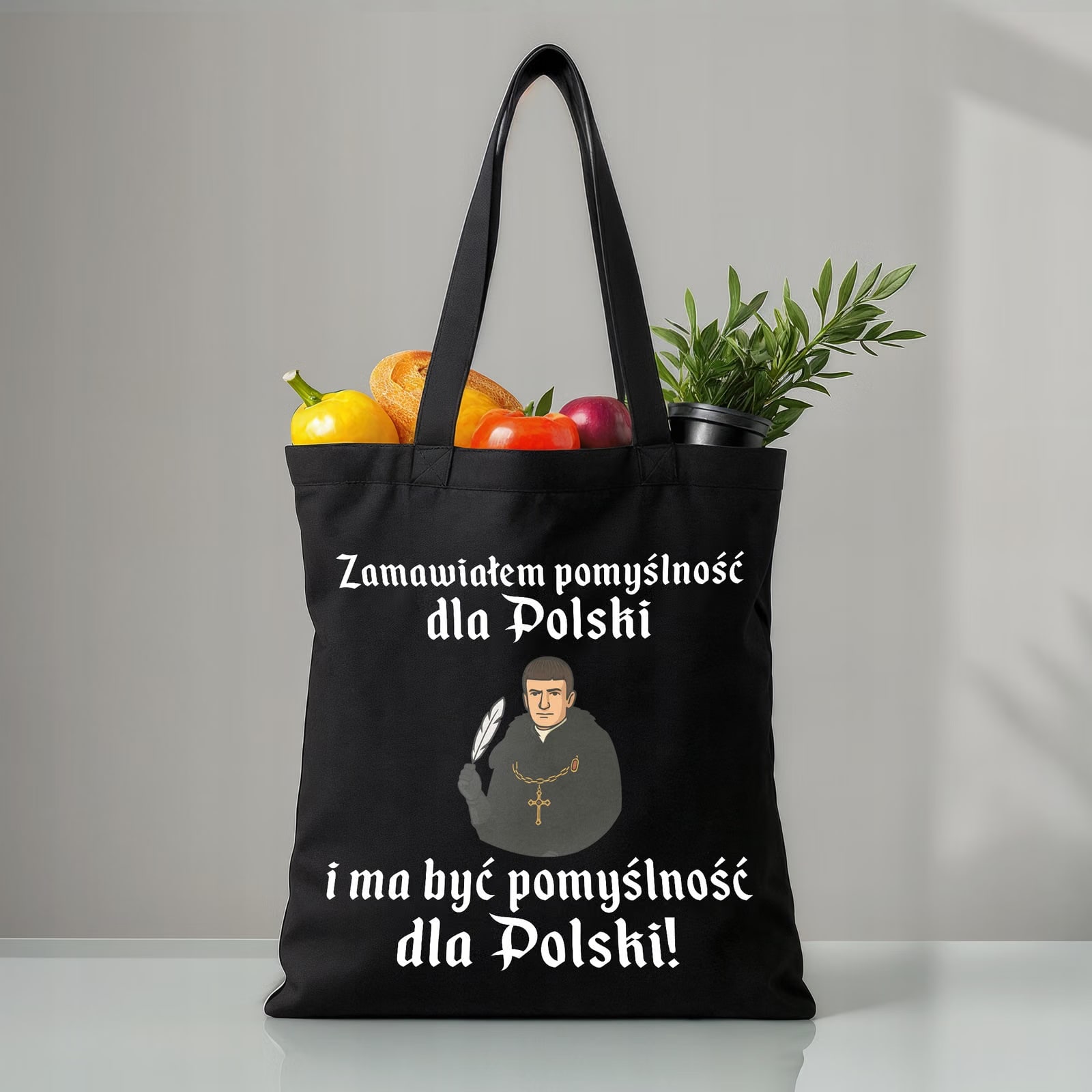 Torba bawełniana czarna na zakupy 1670 Zamawiałem Pomyślność Dla Polski