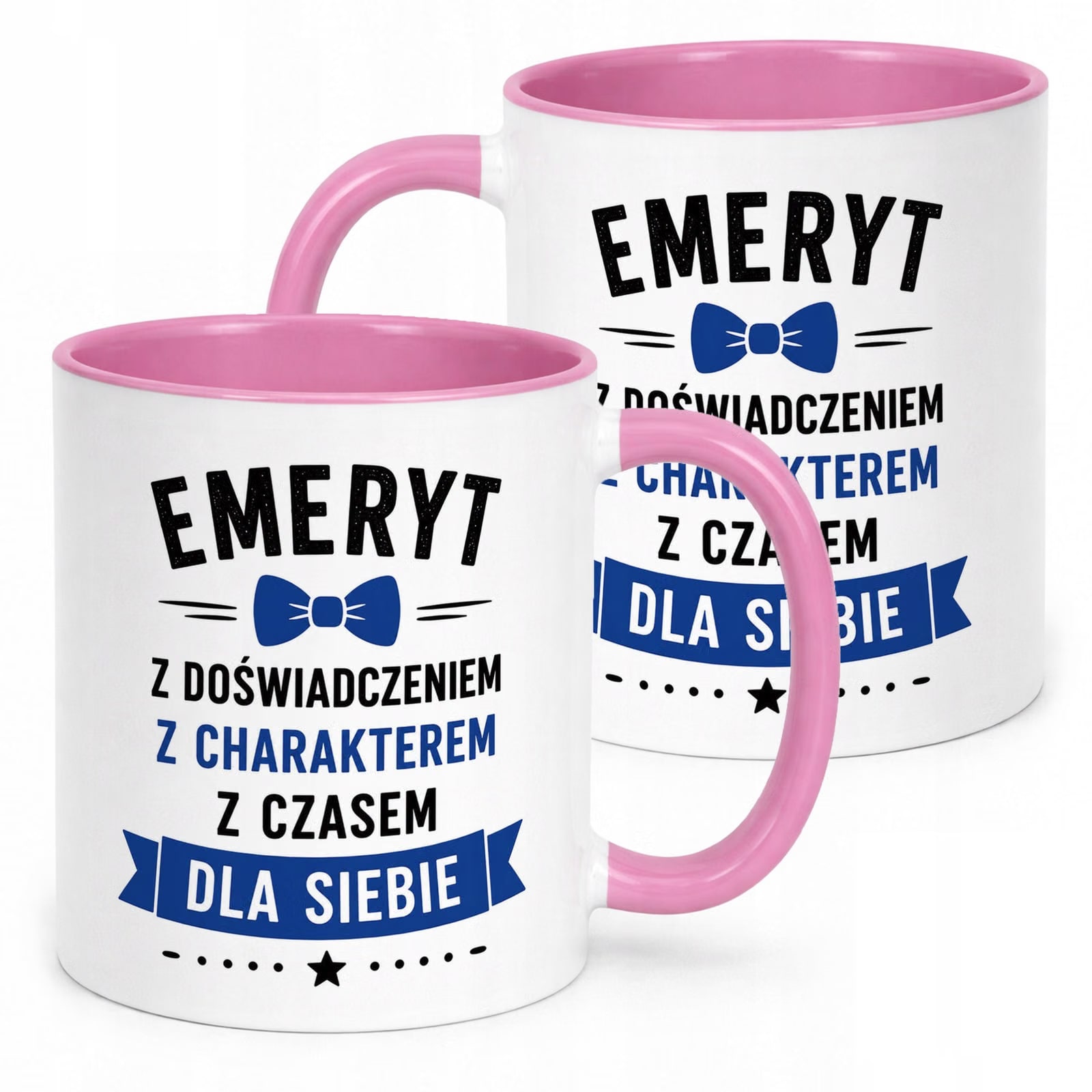 Kubek Różowy z nadrukiem Emerytura Dla Emeryta Upominek Prezent