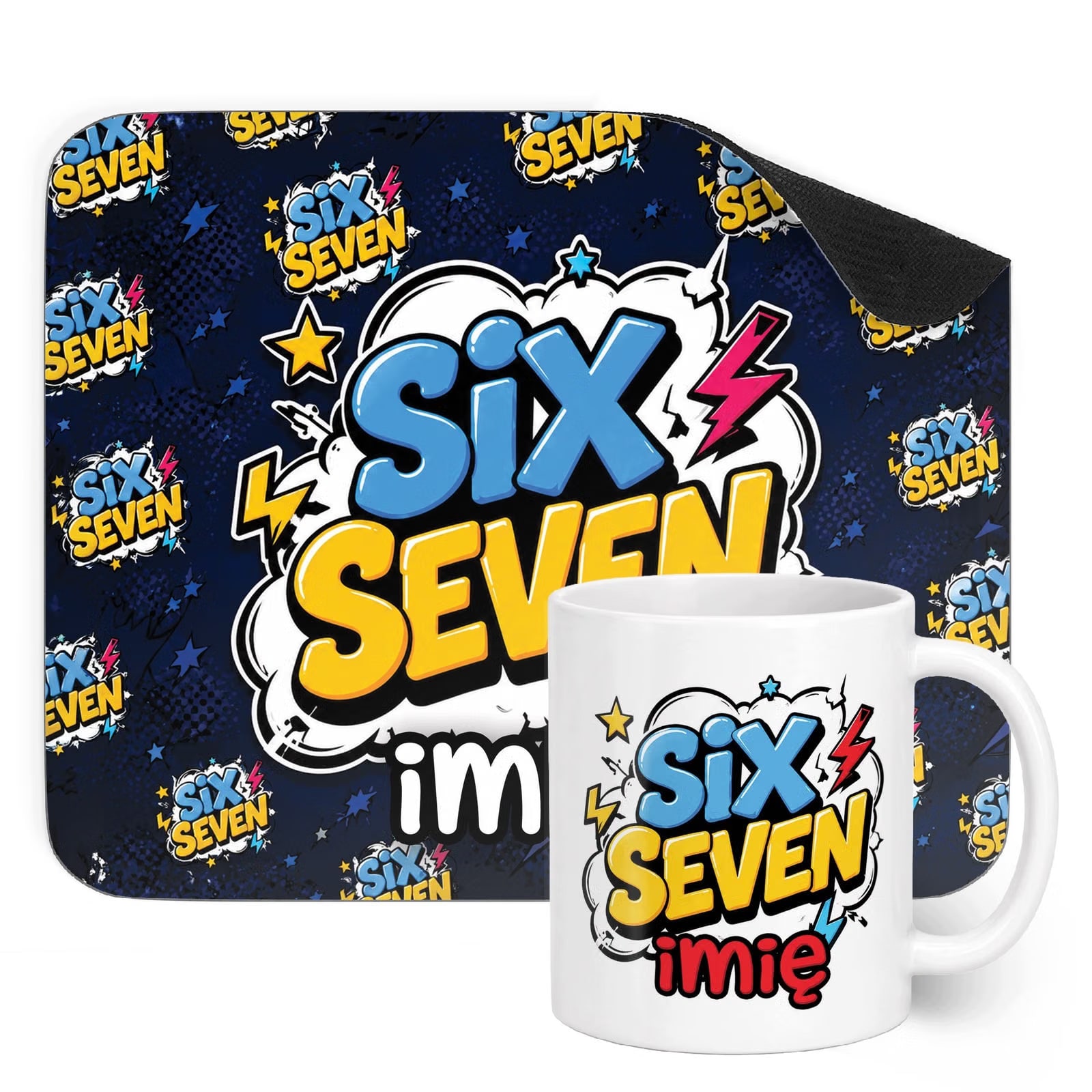 Zestaw personalizowany Kubek Podkładka pod mysz 67 Six Seven