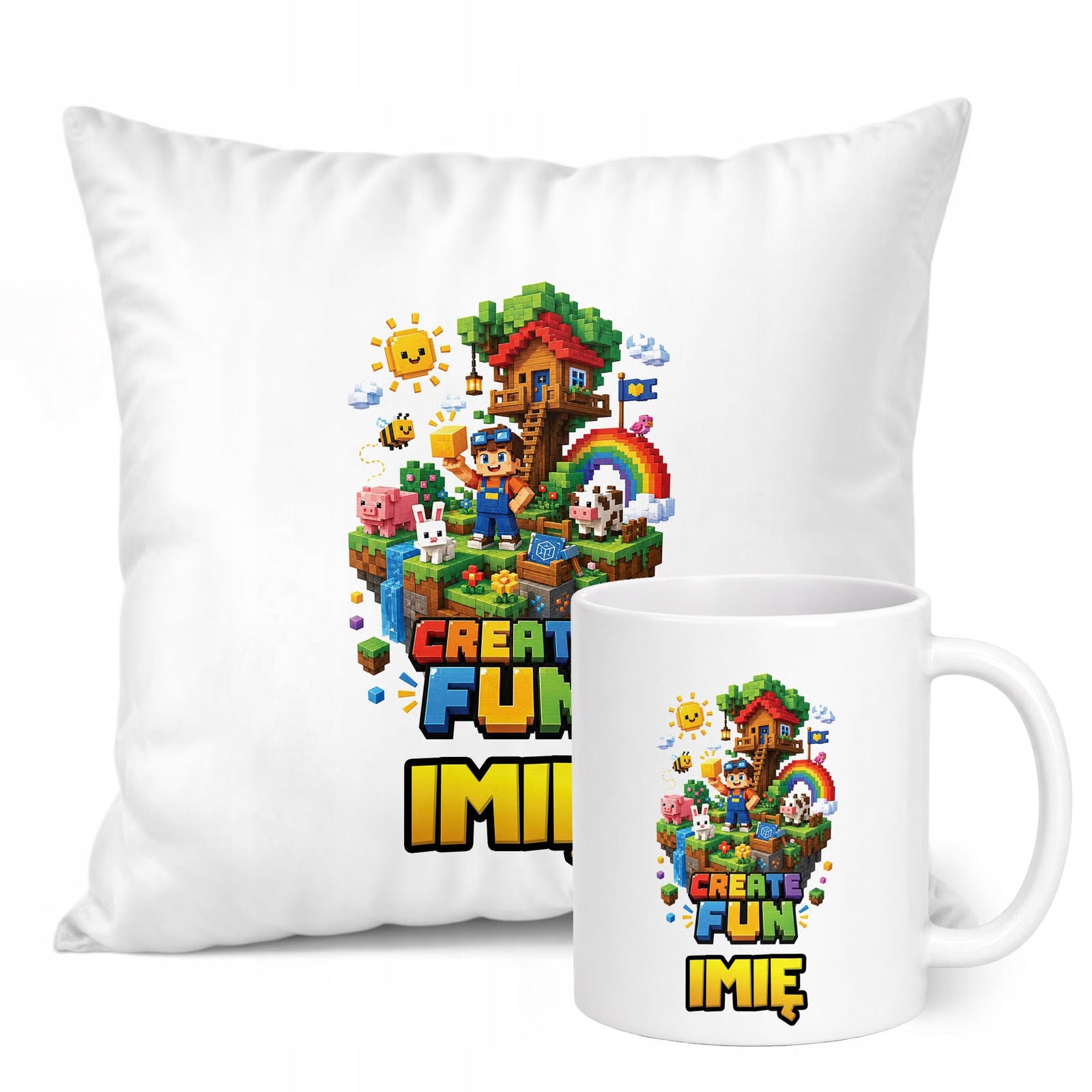 Zestaw Personalizowany Kubek Biały Poduszka gra Create Fun Prezent
