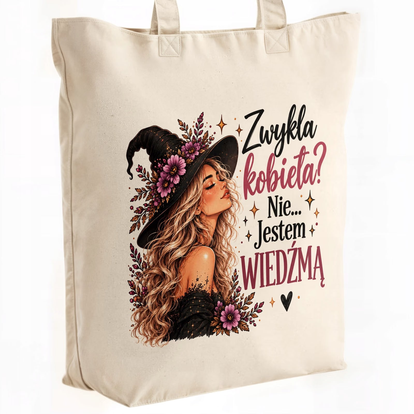 Torba shopper bawełniana premium dla kobiet wiedźma na zakupy