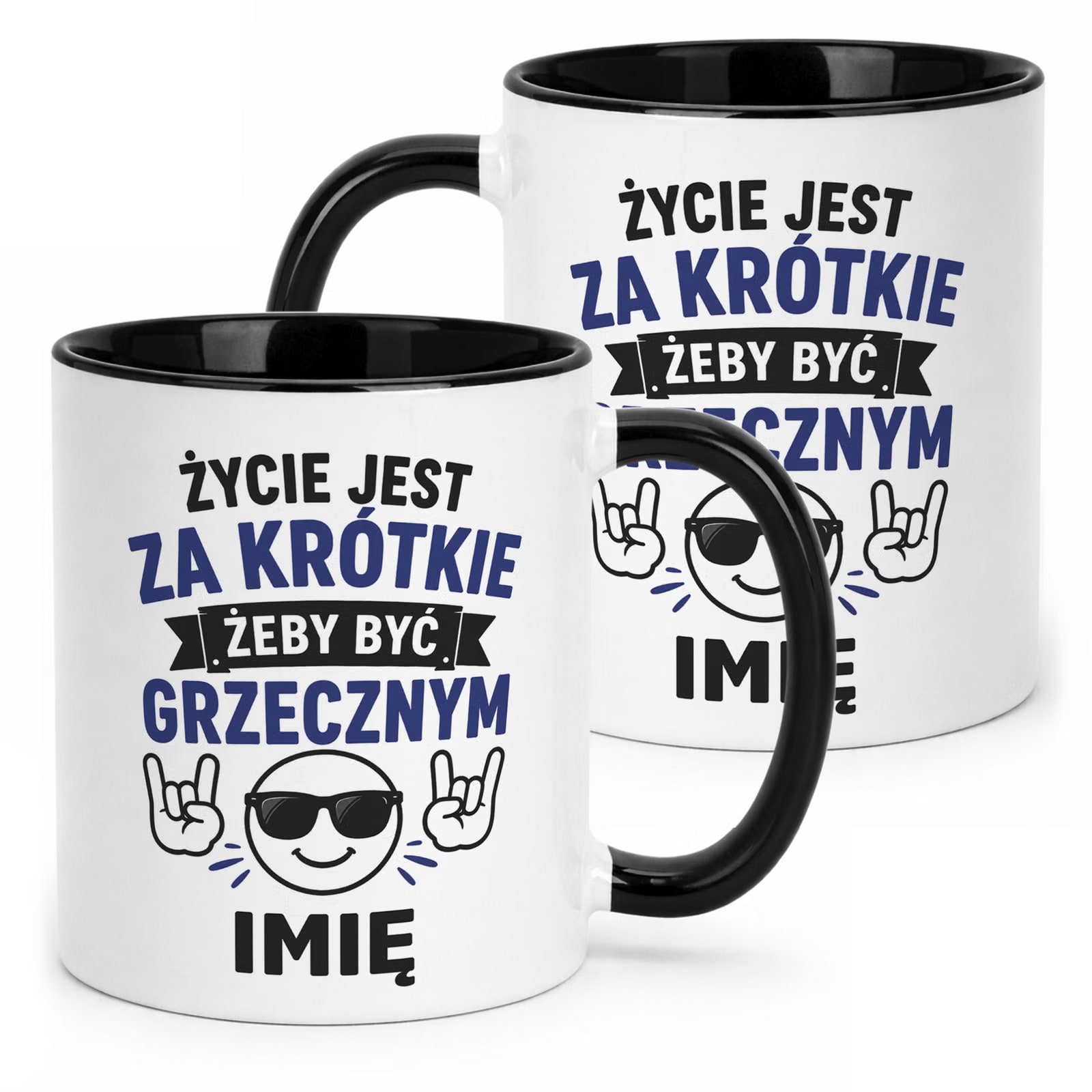 Czarny Kubek personalizowany z nadrukiem Dzień Chłopaka Mężczyzny Prezent