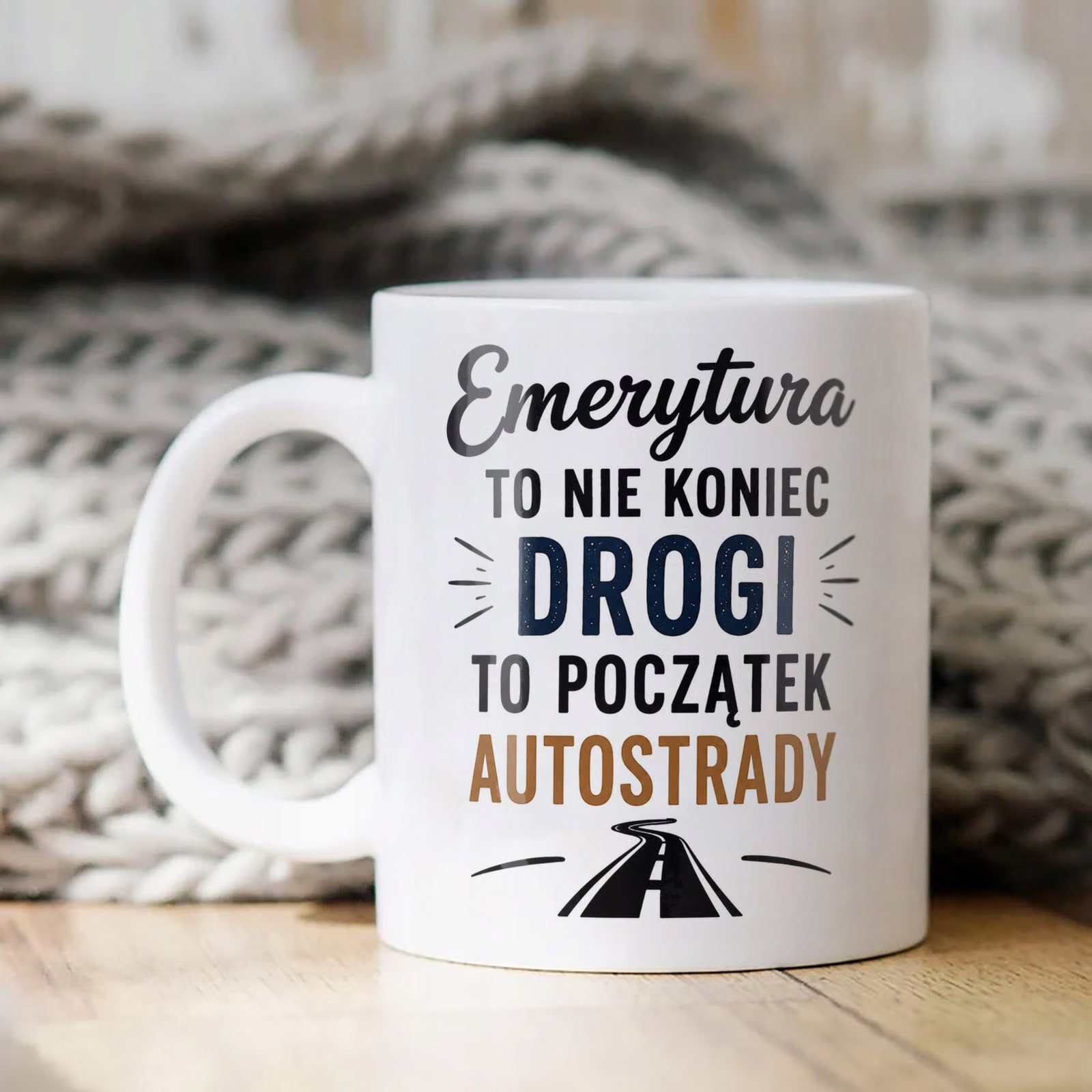 Biały Kubek z nadrukiem Emerytura Dla Emeryta Upominek Prezent