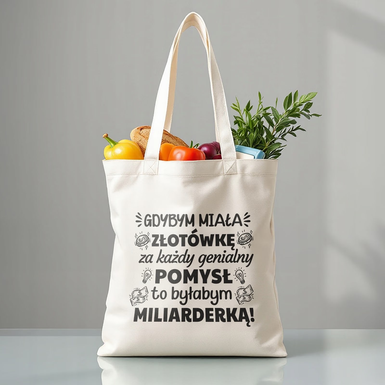 Torba bawełniana premium prezent na Dzień Kobiet Byłabym Miliarderką