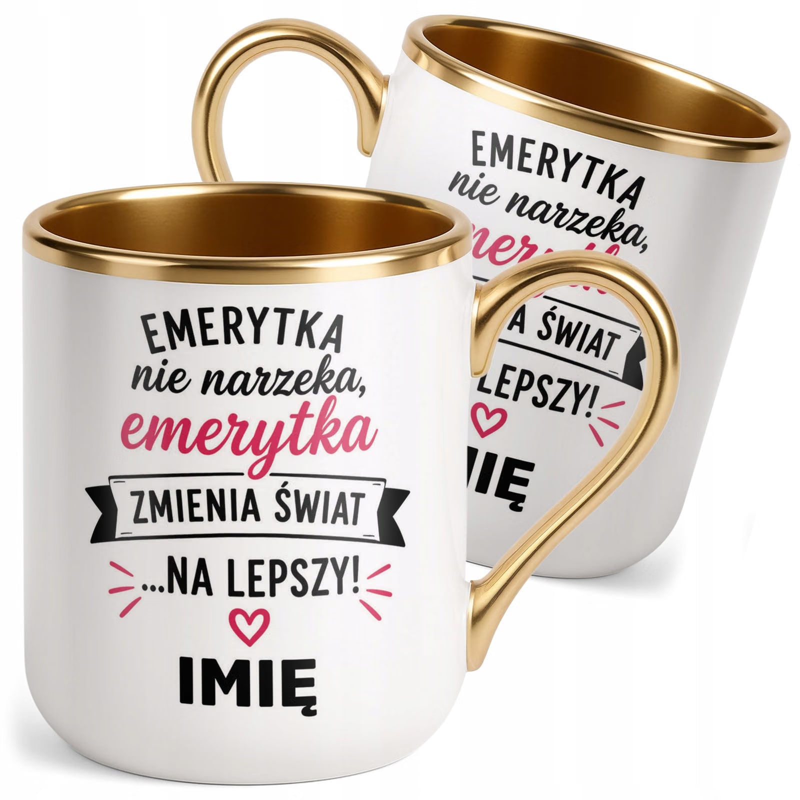 Kubek Personalizowany z nadrukiem Premium Złoty Emerytura Prezent