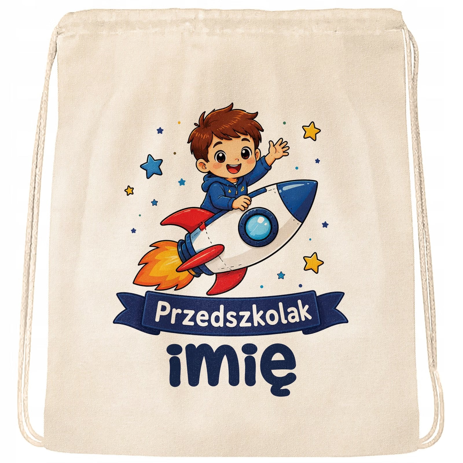 Plecak Worek Personalizowany Przedszkolak z Nadrukiem Bawełniany Szkolny