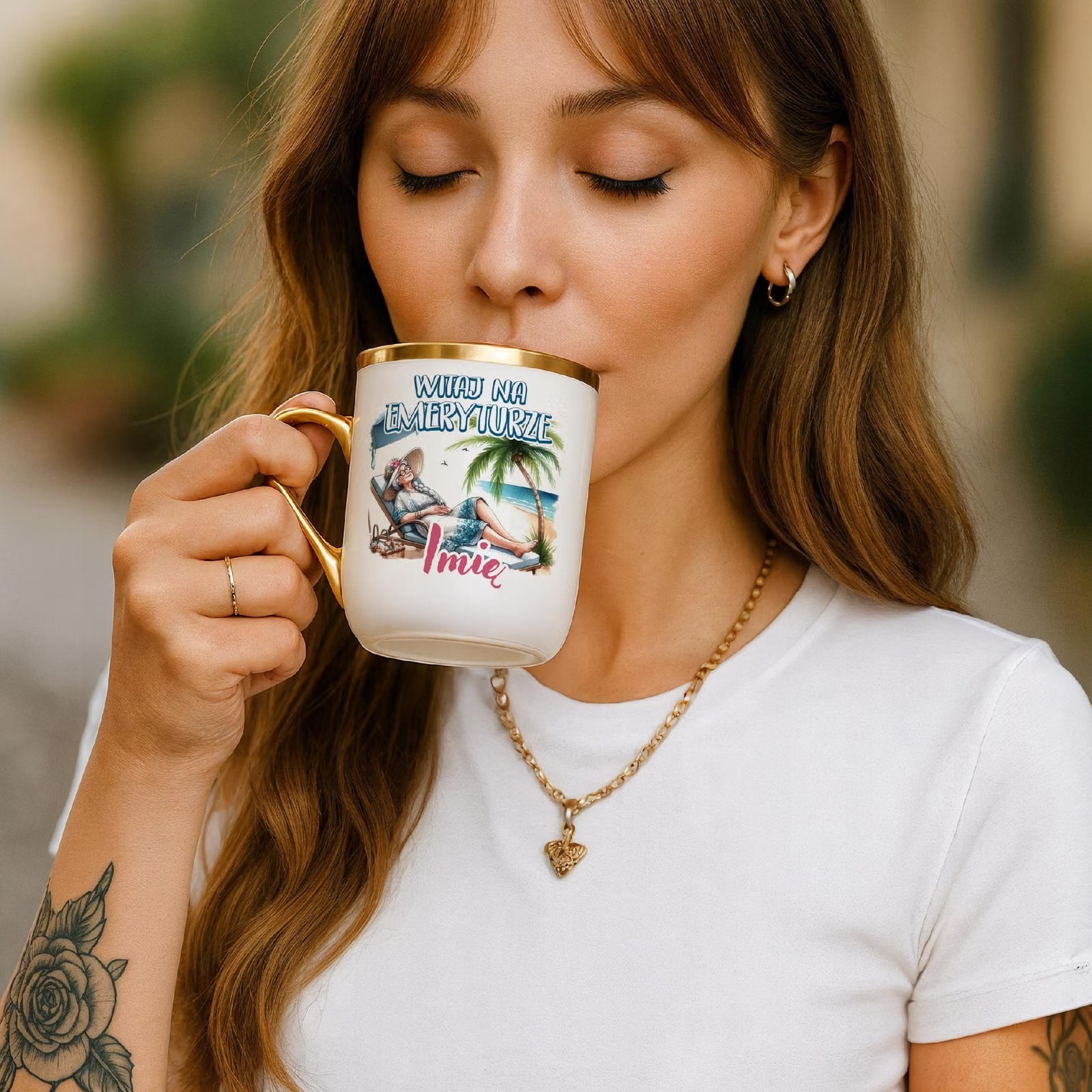 Kubek Premium Złoty Personalizowany Z okazji Emerytury Dla Emerytki