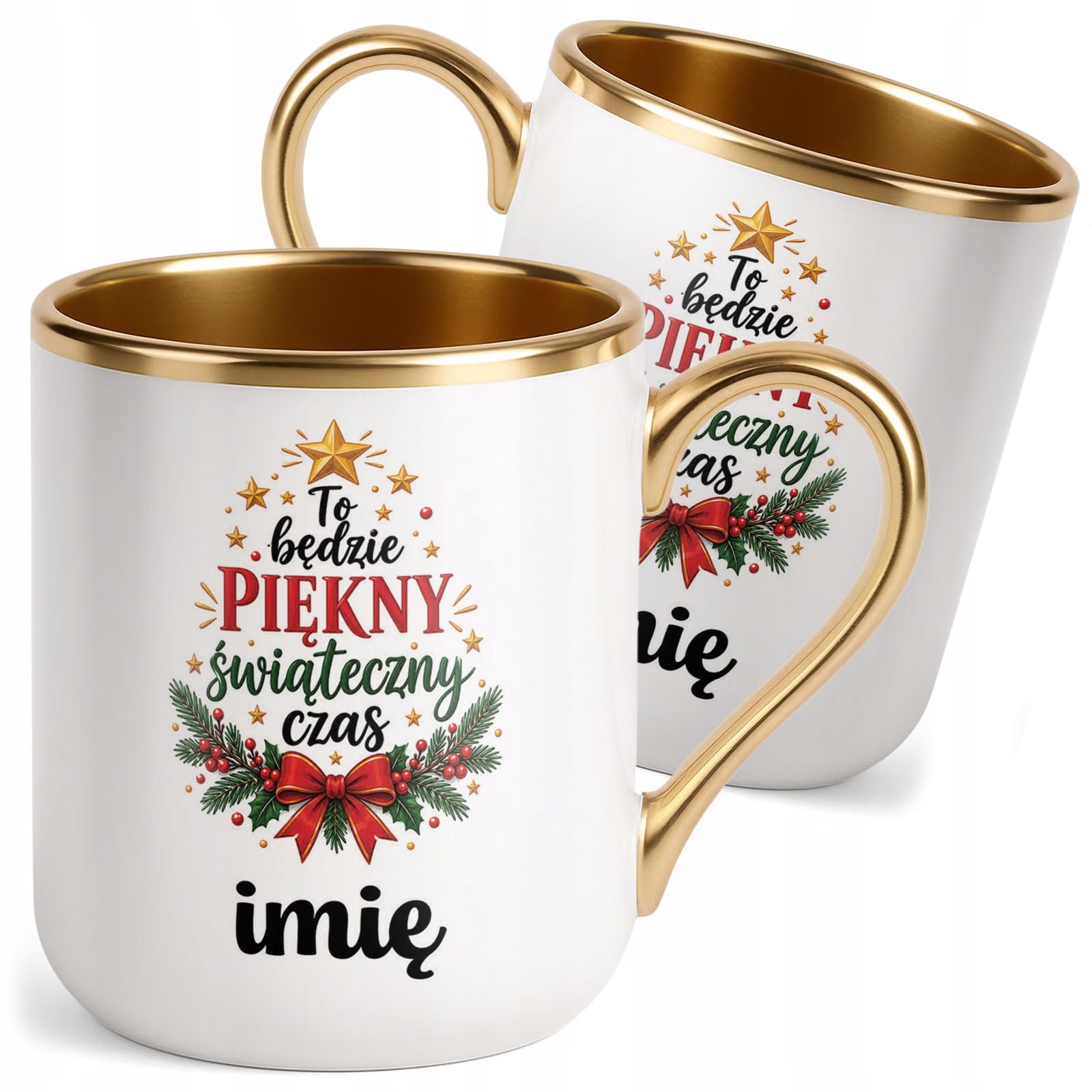 Kubek Personalizowany Premium Złoty Boże Narodzenie Święta Prezent