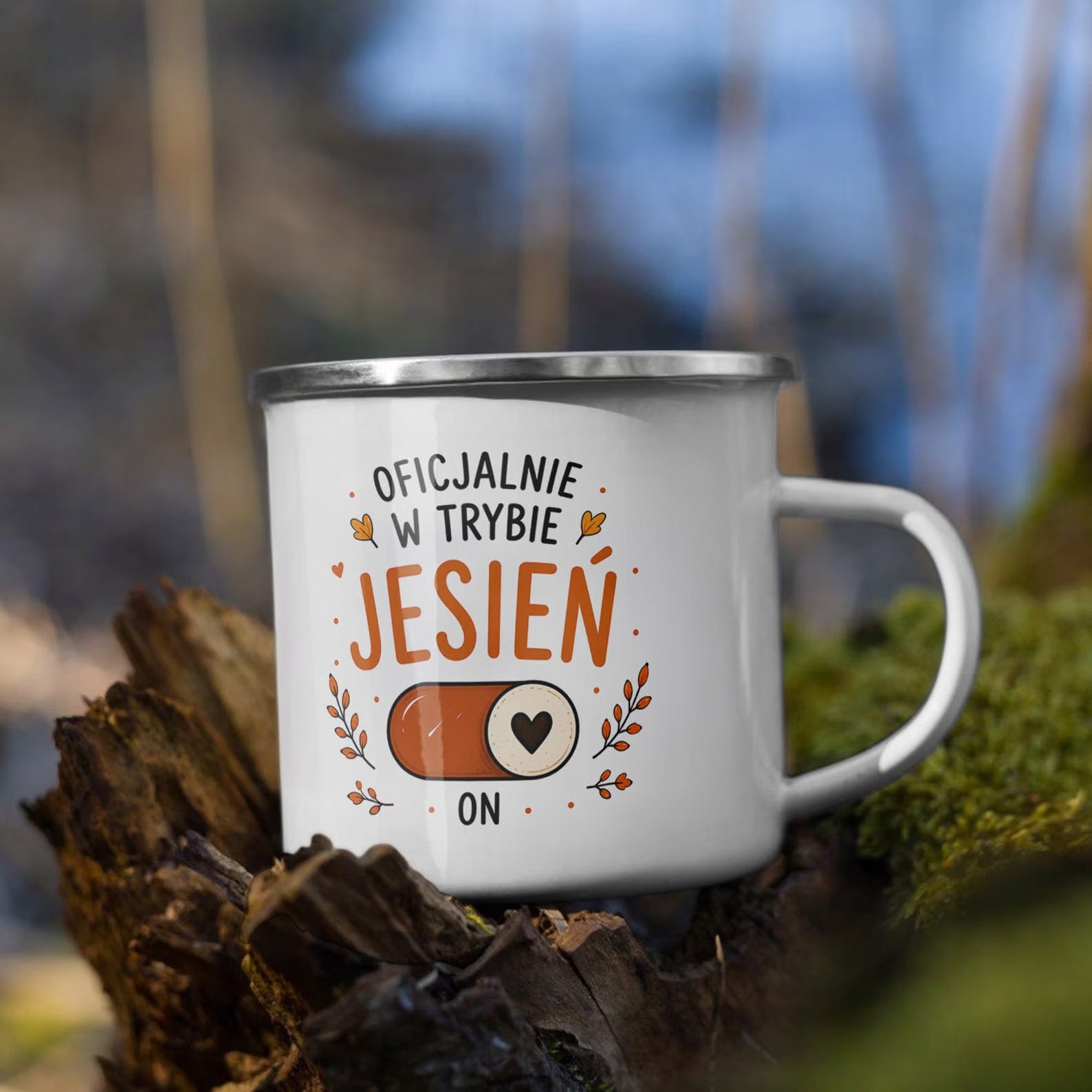 Zestaw Kubek Emaliowany Poduszka Jesień Jesienny Z Nadrukiem