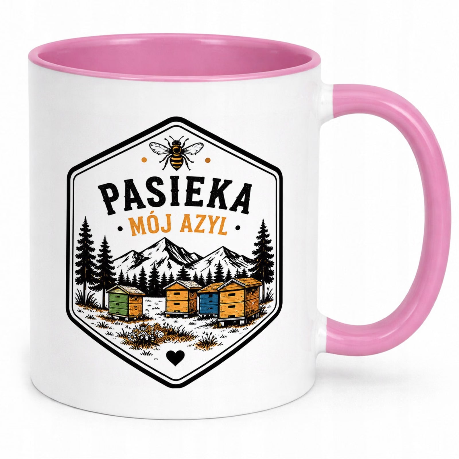 Różowy Kubek z nadrukiem Dla Pszczelarza Szef Pasieki Upominek Prezent