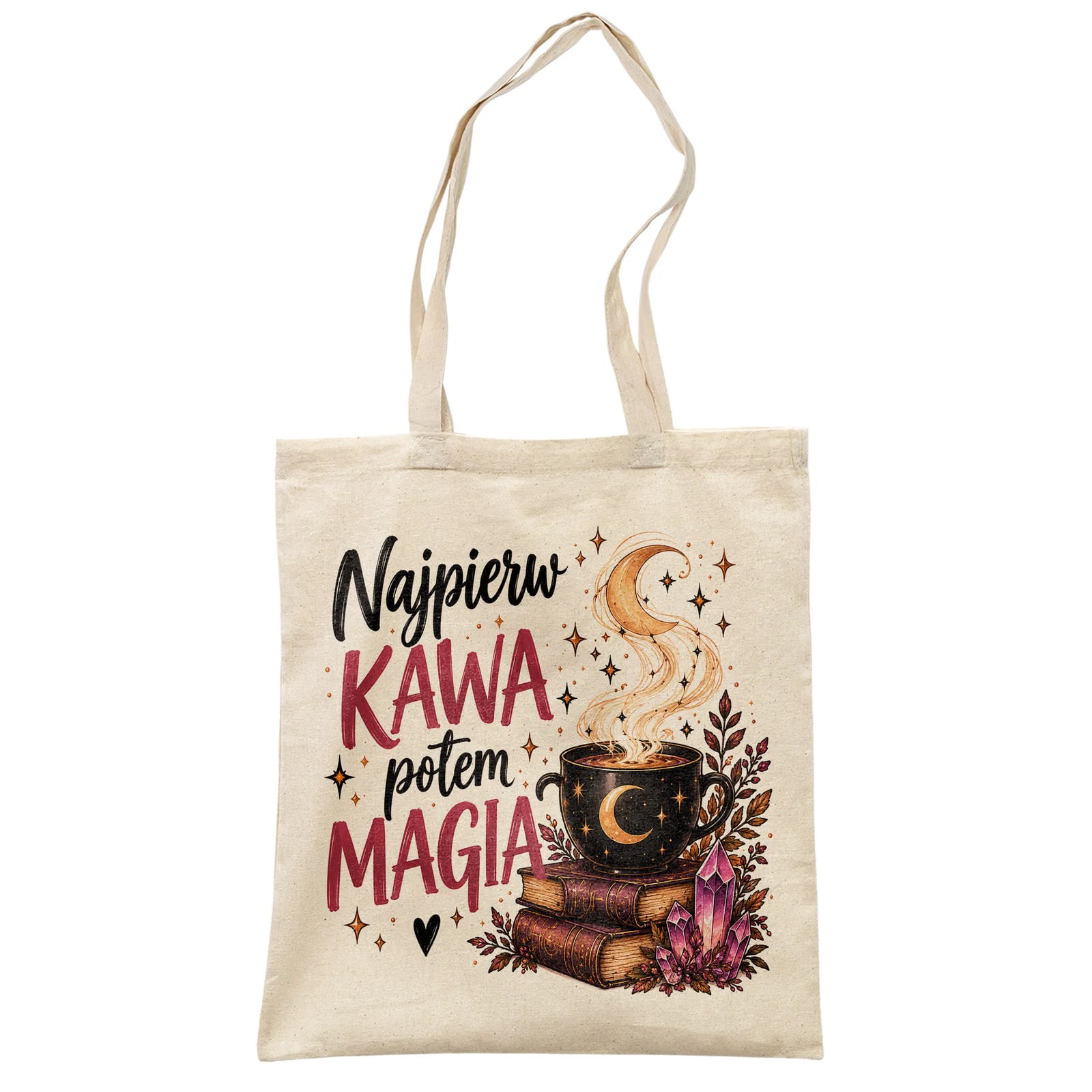 Torba shopper bawełniana czarownica kobieta na zakupy z nadrukiem