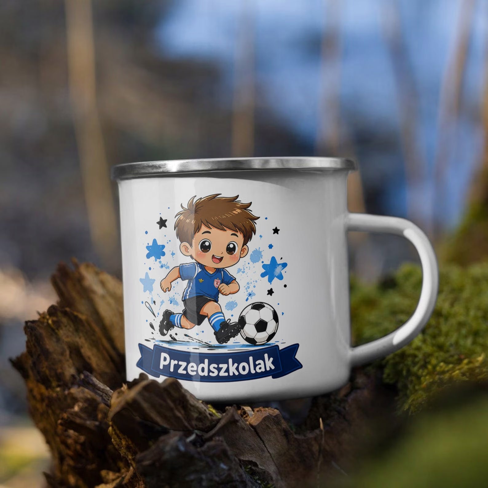Zestaw Kubek Emaliowany Poduszka Z Nadrukiem Przedszkolak Szkoła Prezent