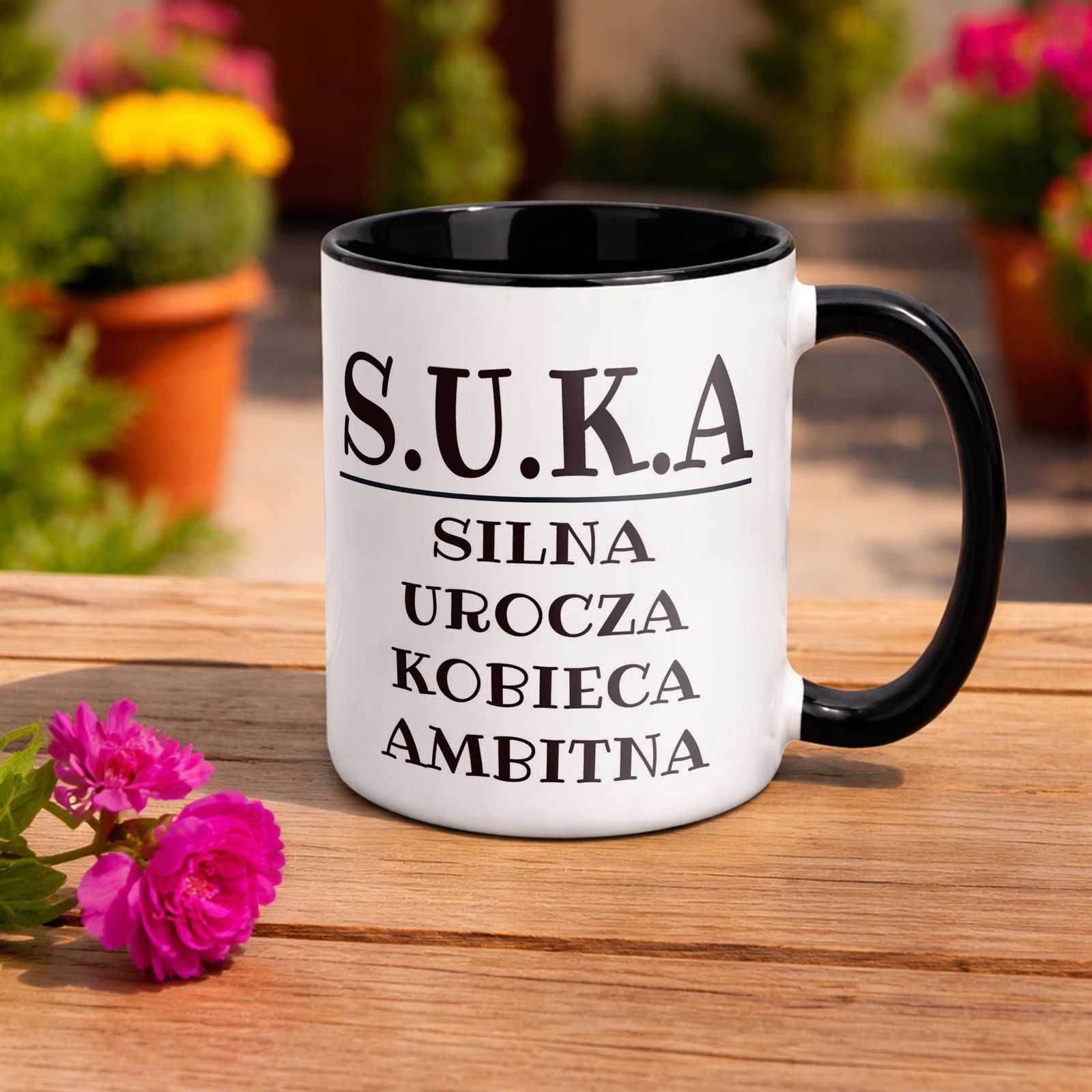 Kubek Czarny S.U.K.A Dla Kobiety Śmieszny Zabawny Prezent