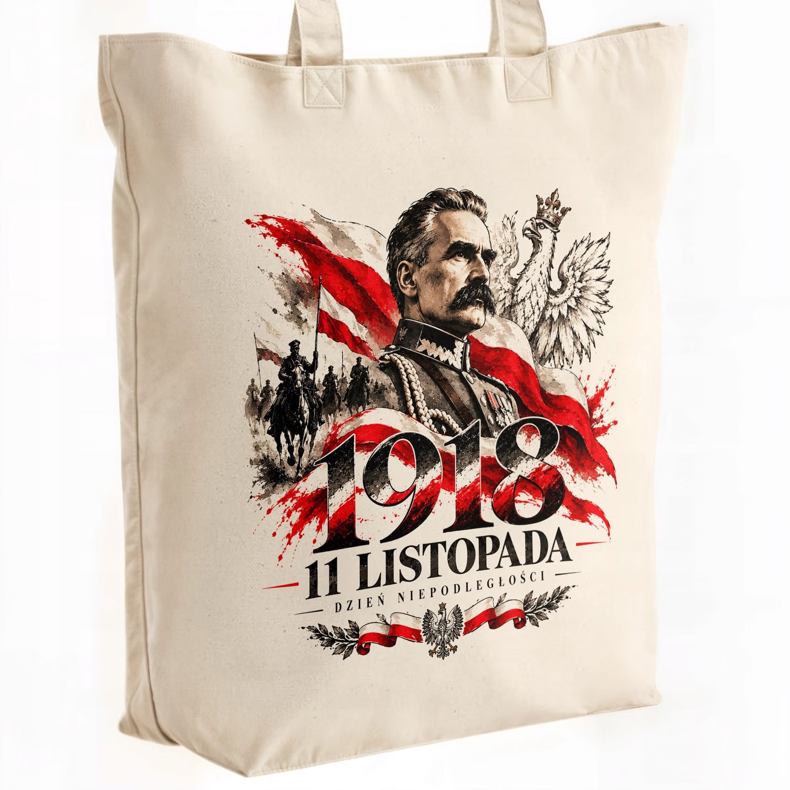 Torba shopper ecru premium patriotyczna święto niepodległości z nadrukiem
