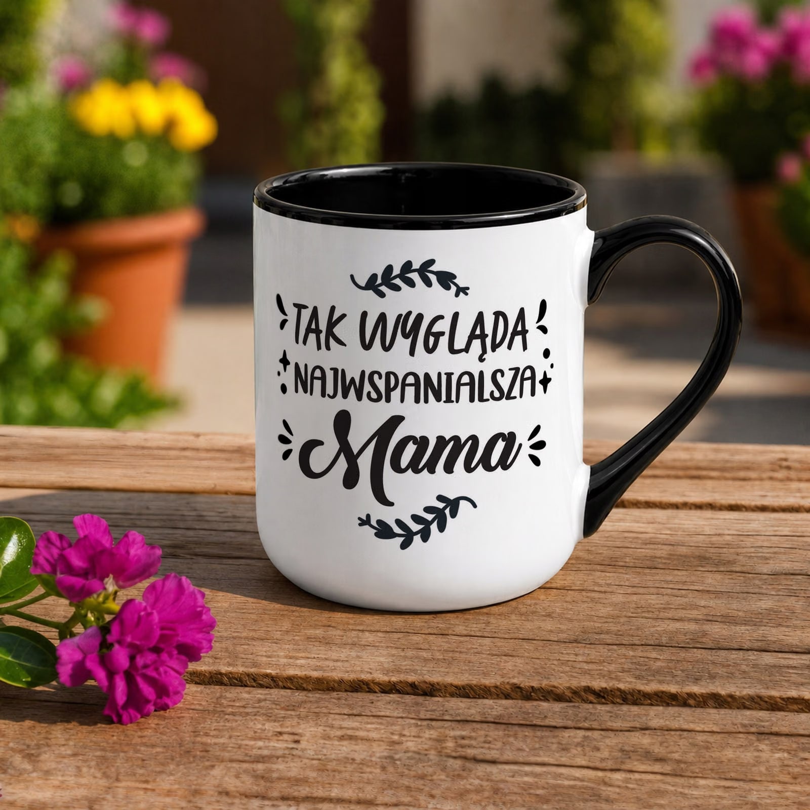 Kubek z nadrukiem Premium Czarny Dla Mamy Dzień Matki Upominek Prezent
