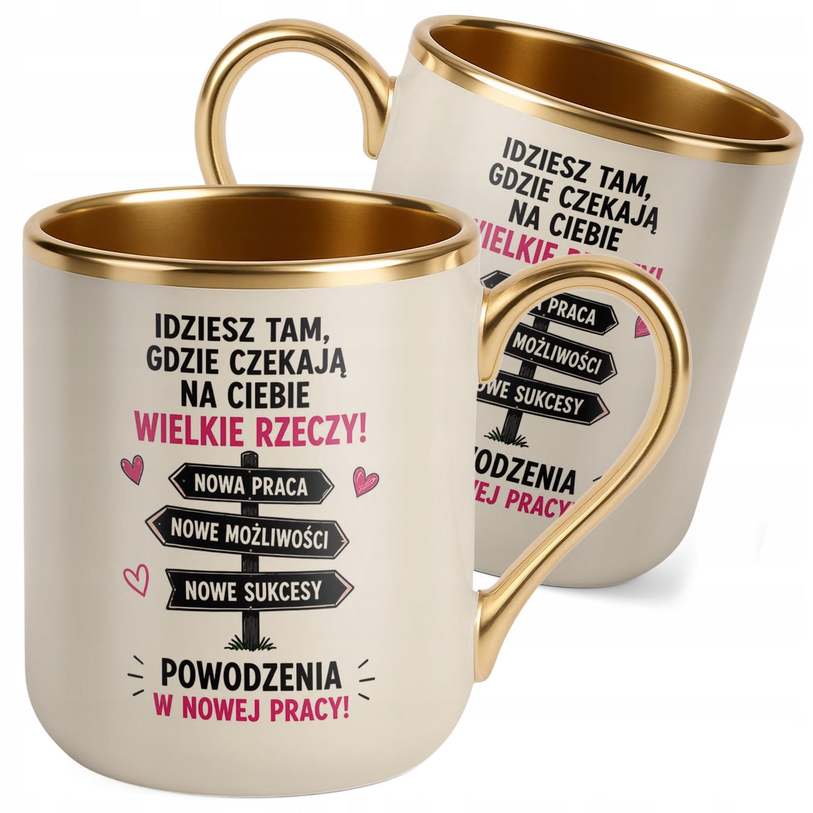 Kubek z nadrukiem Premium Złoty Ecru Pożegnanie Odejście z Pracy