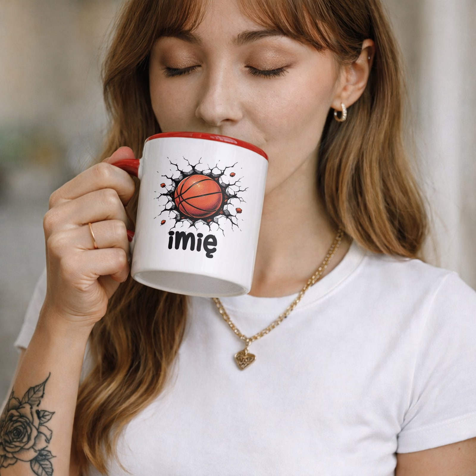 Zestaw personalizowany Kubek Czerwony Podkładka pod mysz Koszykówka