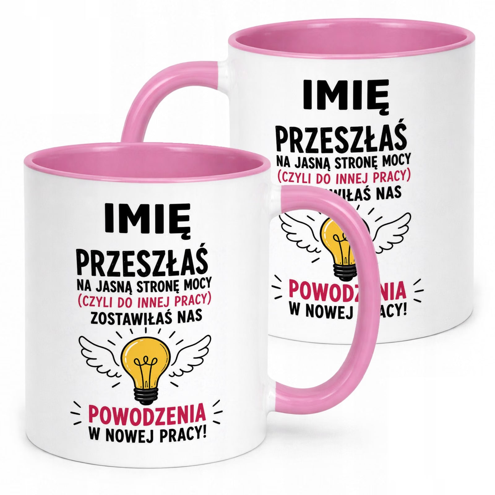 Kubek Różowy Personalizowany z Nadrukiem Pożegnanie Odejście z Pracy