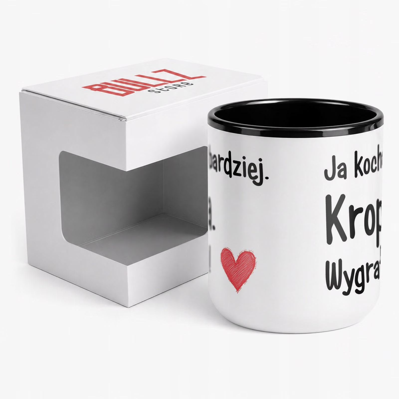 Kubek z nadrukiem Premium Czarny Walentynki Kocham Cię Upominek Prezent