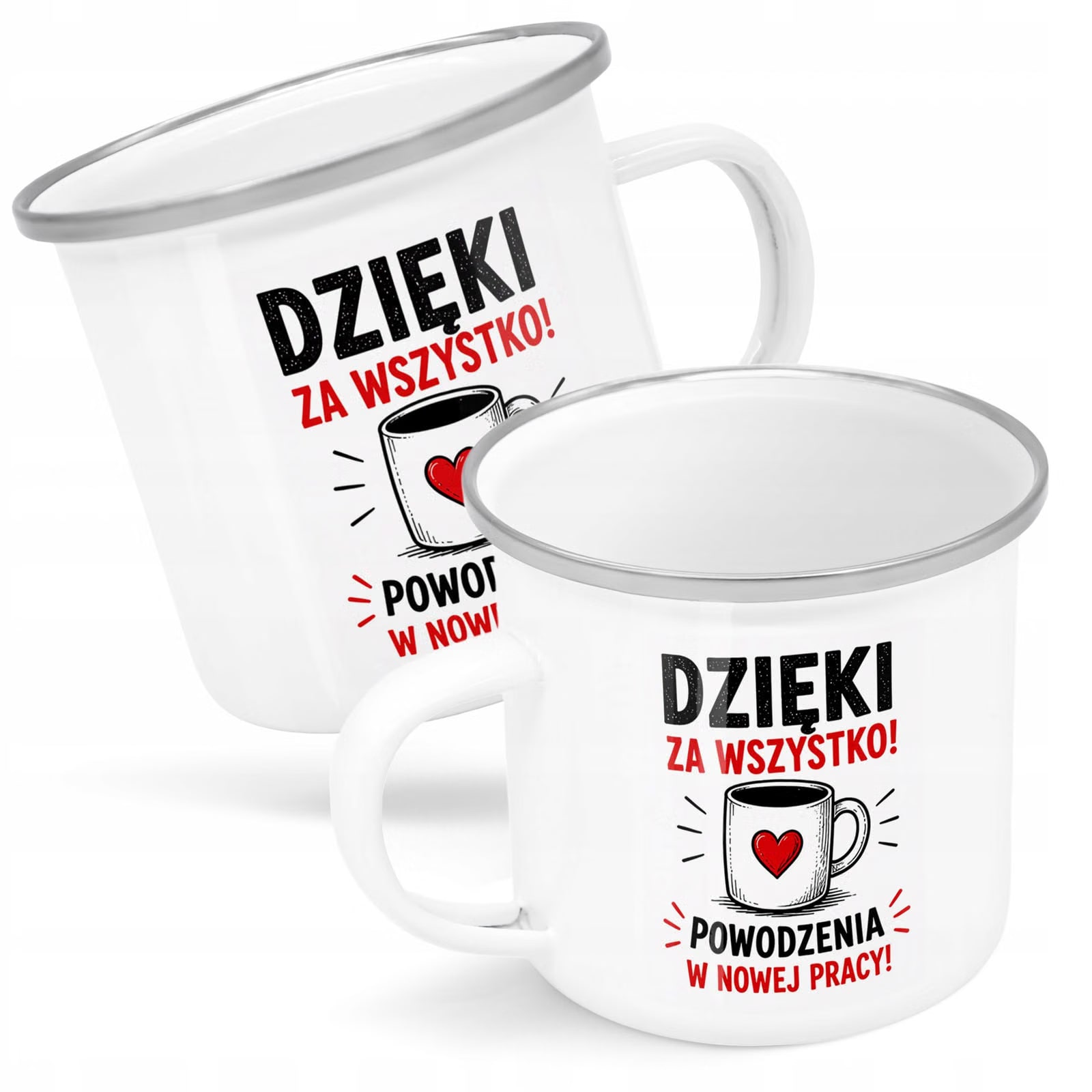 Kubek Emaliowany Odejście z Pracy z Nadrukiem Biały Metalowy Prezent