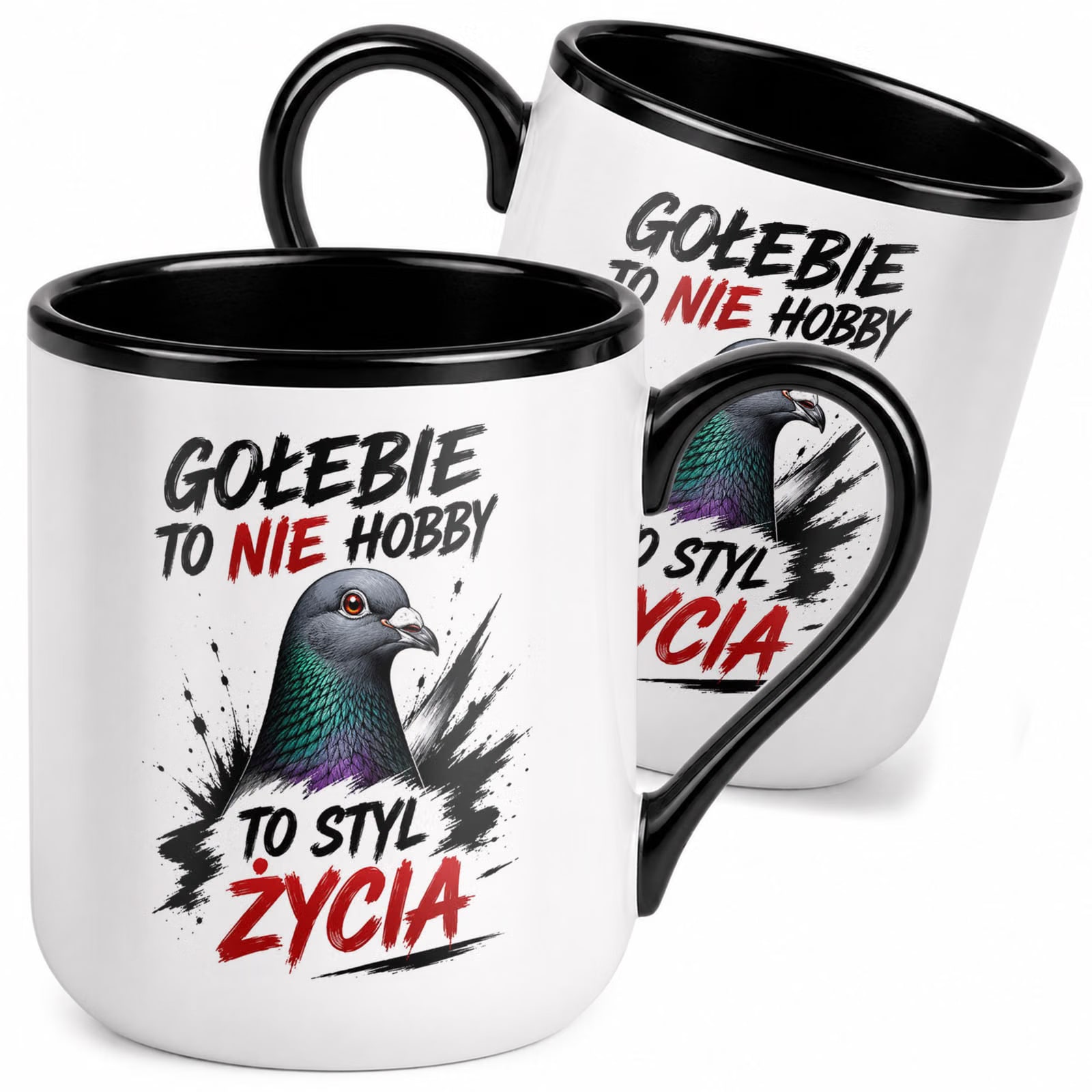 Kubek z nadrukiem Premium Czarny Dla Gołębiarza Hodowca Gołębi Prezent