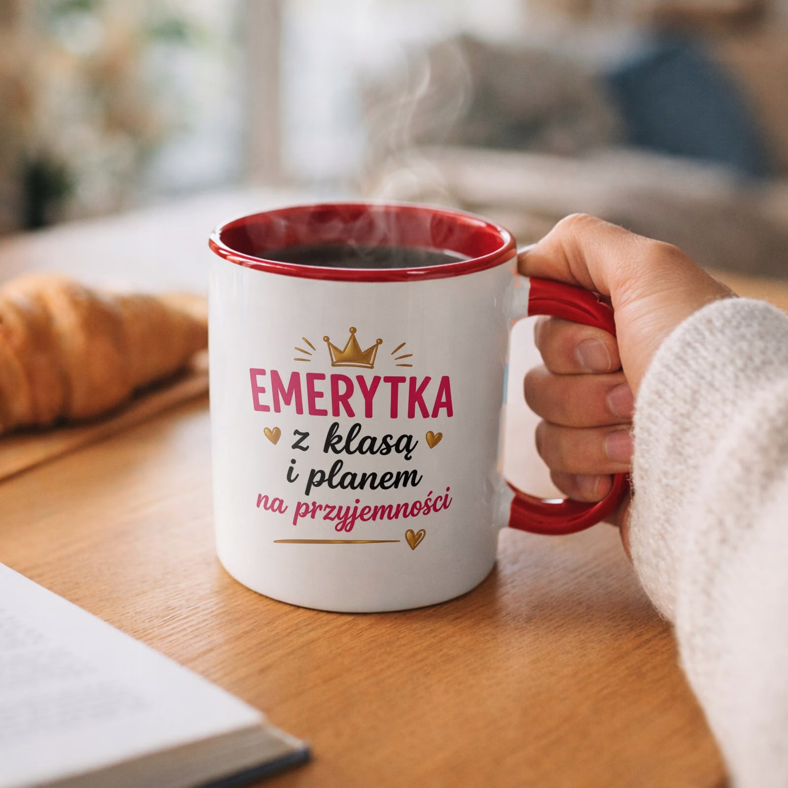 Kubek Czerwony z nadrukiem Emerytura Dla Emerytki Upominek Prezent