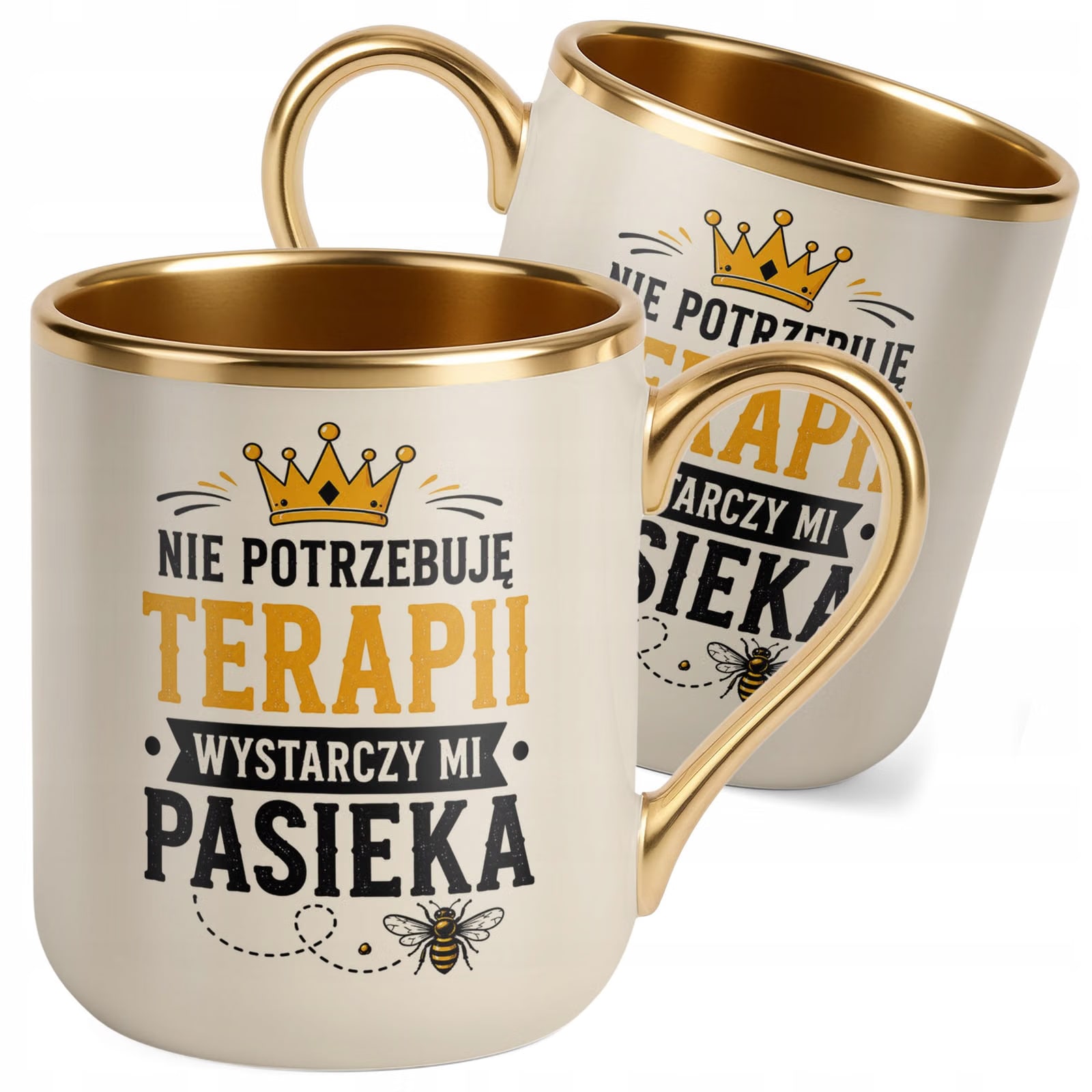 Kubek z nadrukiem Premium Złoty Ecru Dla Pszczelarza Szef Pasieki Prezent