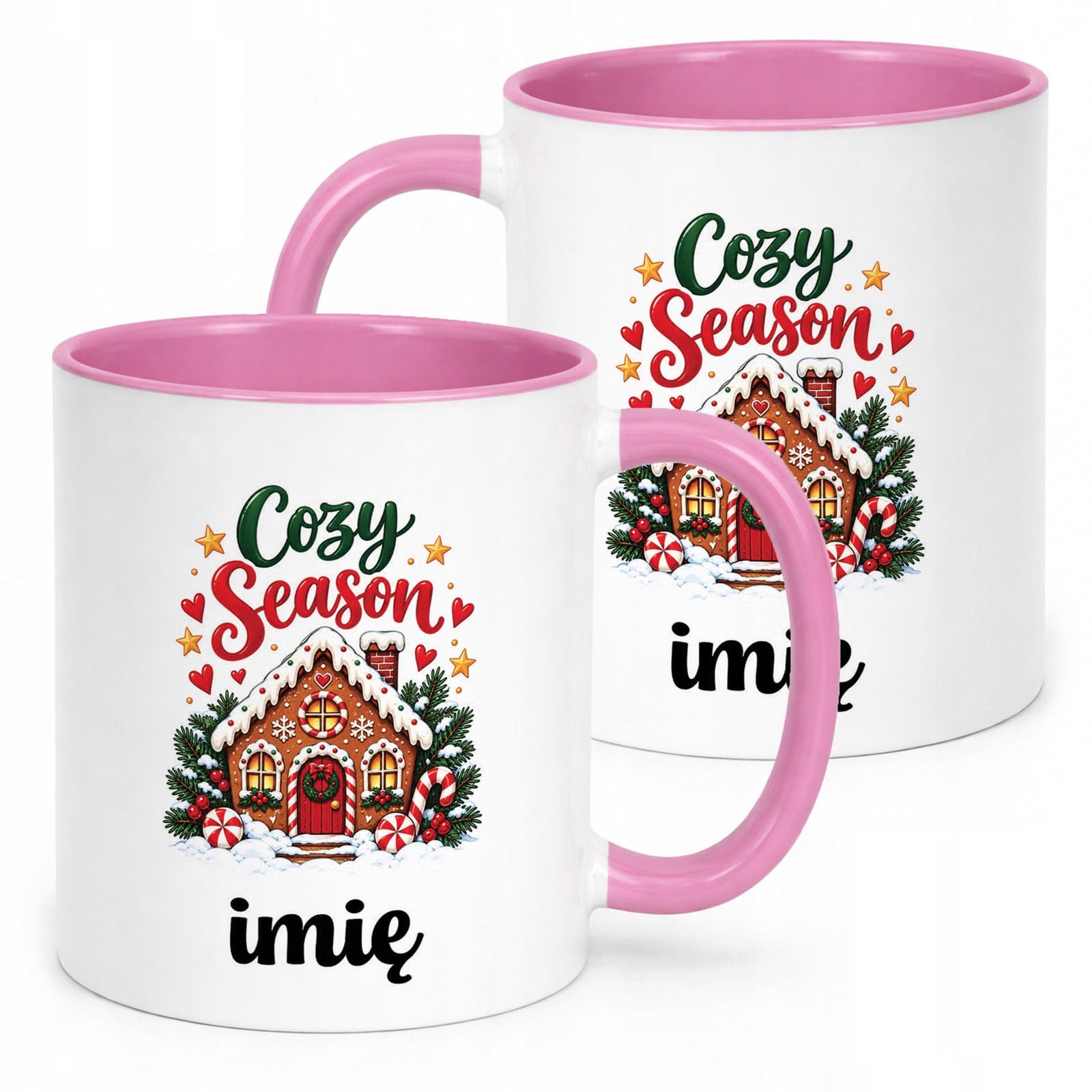 Kubek Różowy Personalizowany z Nadrukiem Boże Narodzenie Święta Prezent