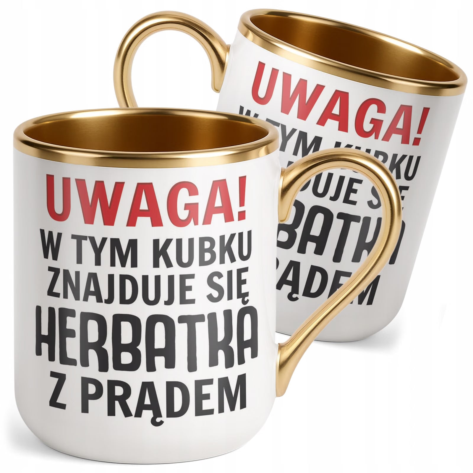 Kubek Premium Złoty Uwaga Herbata Z Prądem Zabawny Prezent Upominek