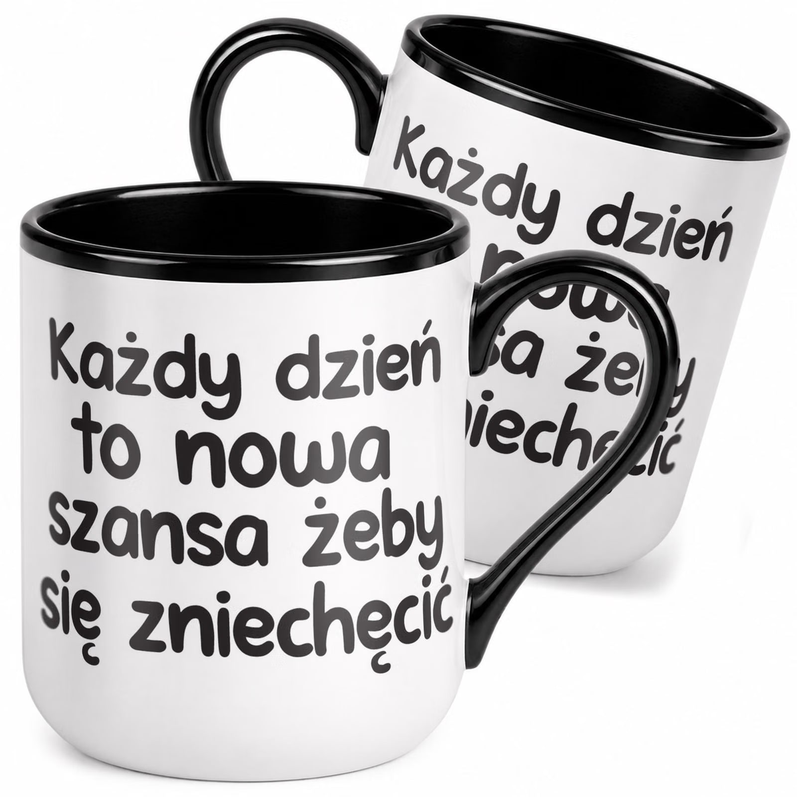 Kubek z nadrukiem Premium Czarny Każdy Dzień To Nowa Szansa Prezent