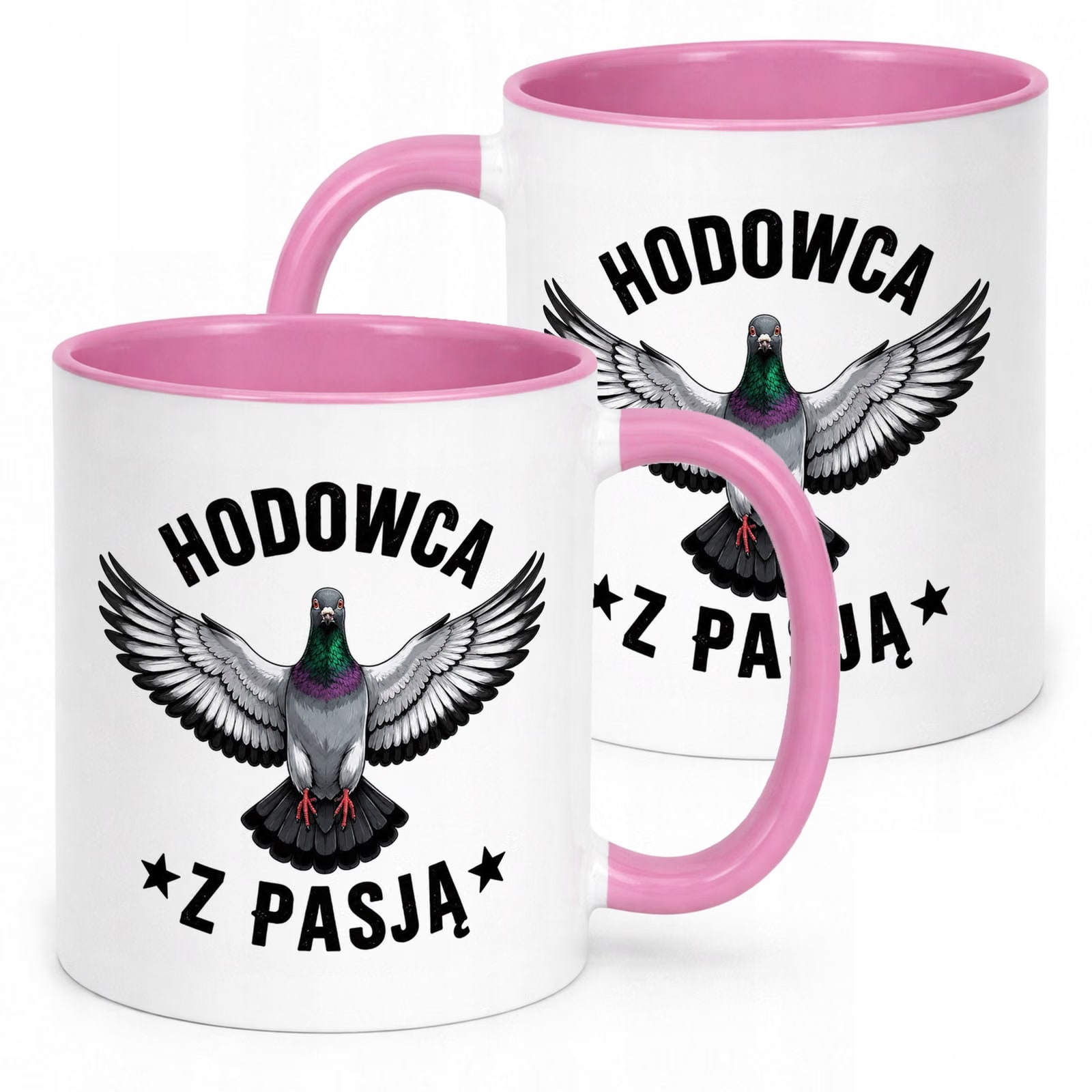 Różowy Kubek z nadrukiem Dla Gołębiarza Hodowcy Gołębi Upominek Prezent