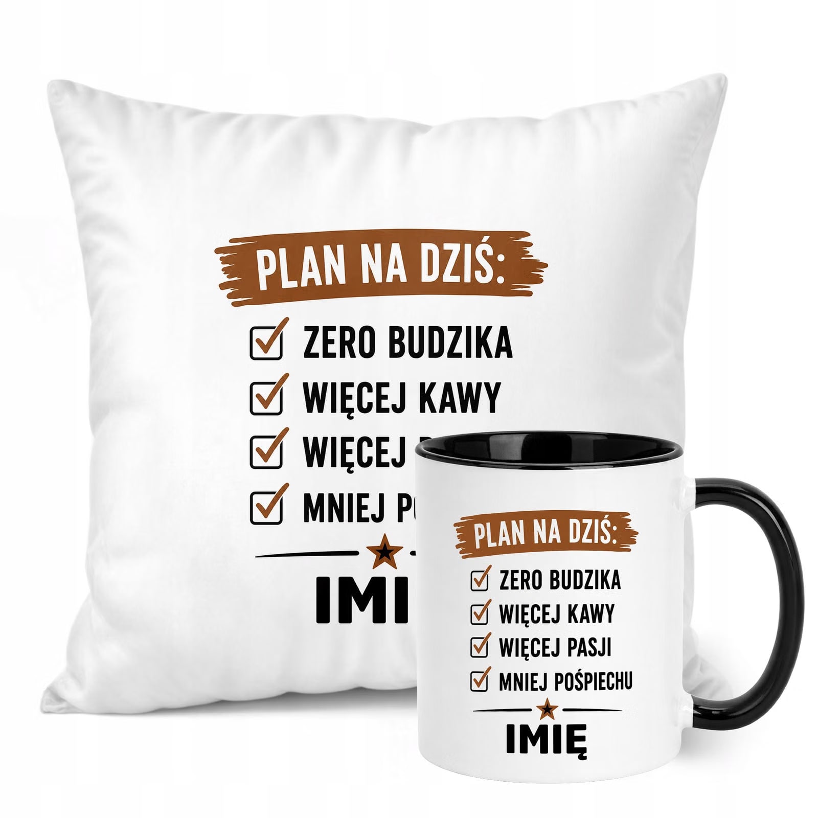 Zestaw Personalizowany Kubek Czarny Poduszka Emerytura Upominek Prezent