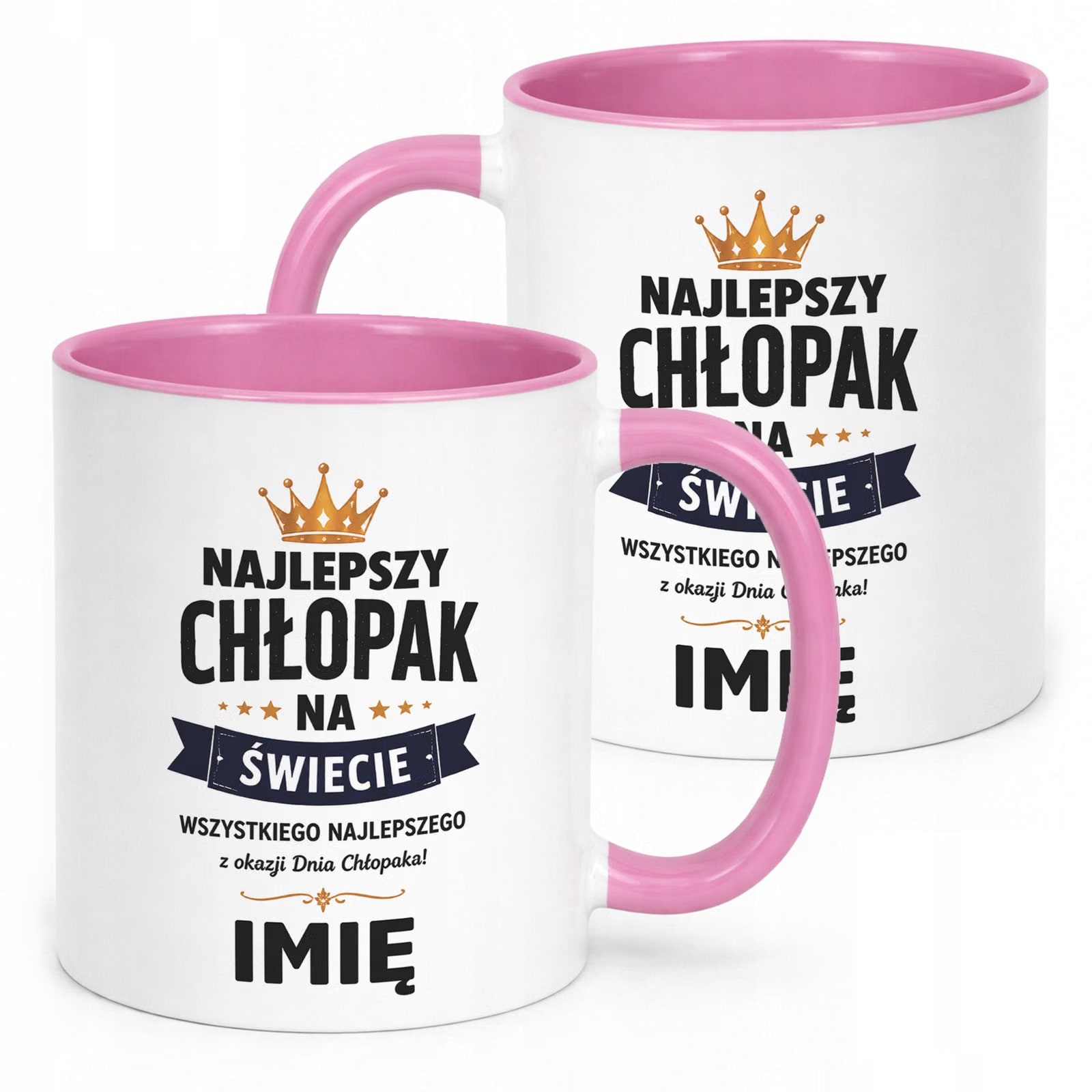 Różowy Kubek personalizowany z nadrukiem Dzień Chłopaka Mężczyzny Prezent