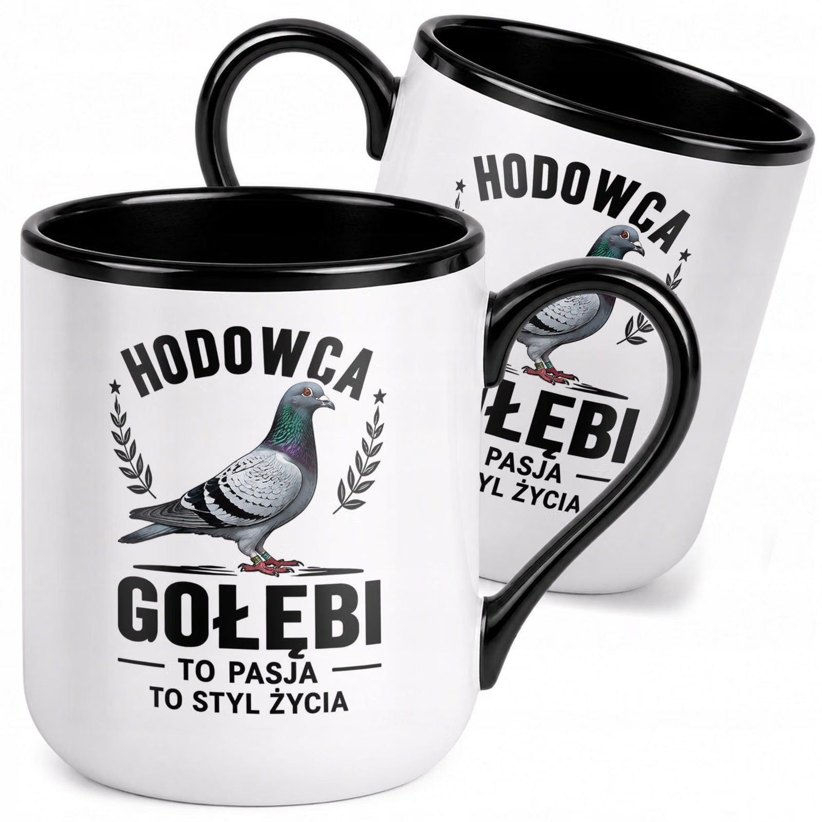 Kubek z nadrukiem Premium Czarny Dla Gołębiarza Hodowca Gołębi Prezent