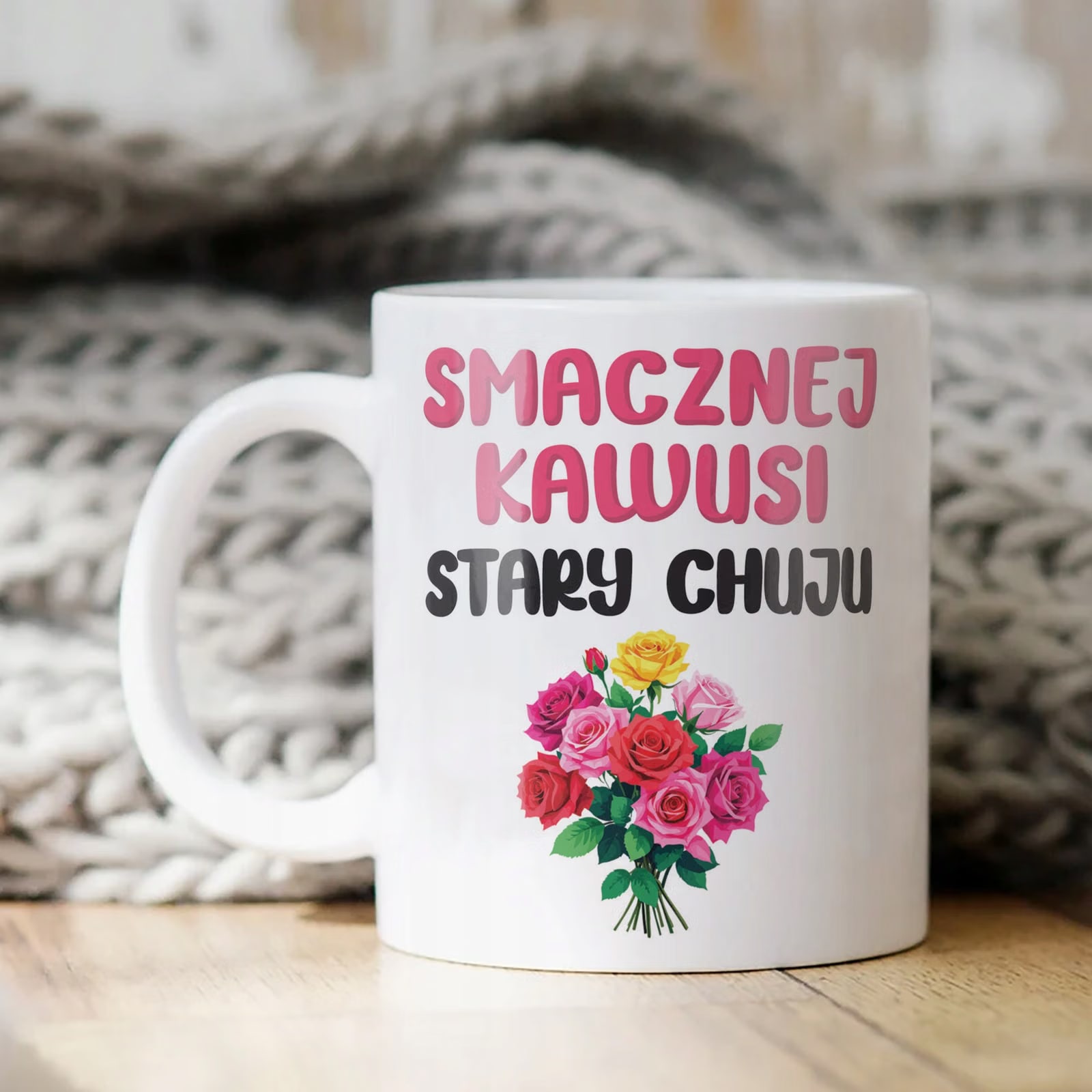 Kubek ceramiczny Smacznej Kawusi Stary Ch**u Śmieszny Zabawny Prezent
