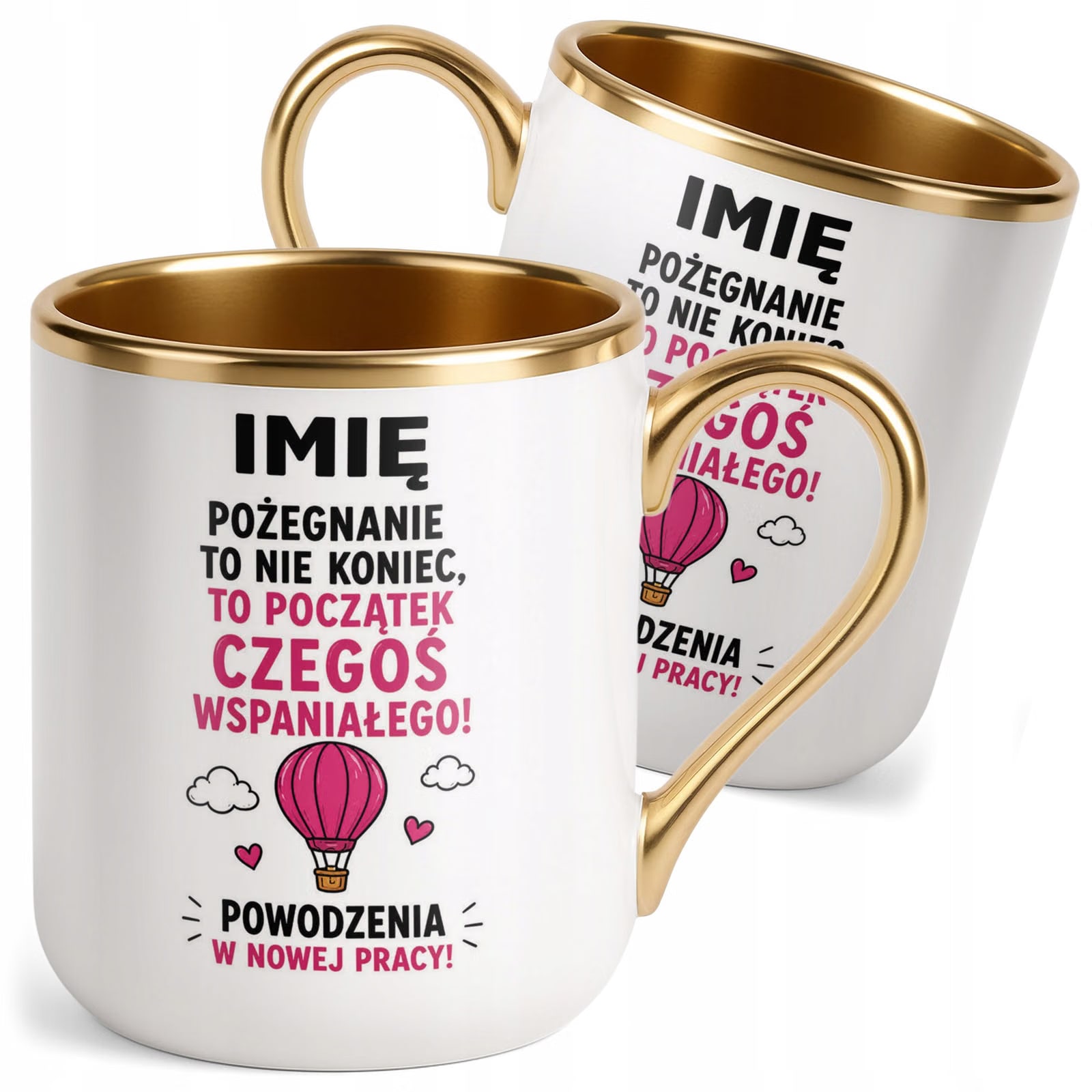 Kubek Personalizowany z nadrukiem Premium Złoty Odejście z Pracy
