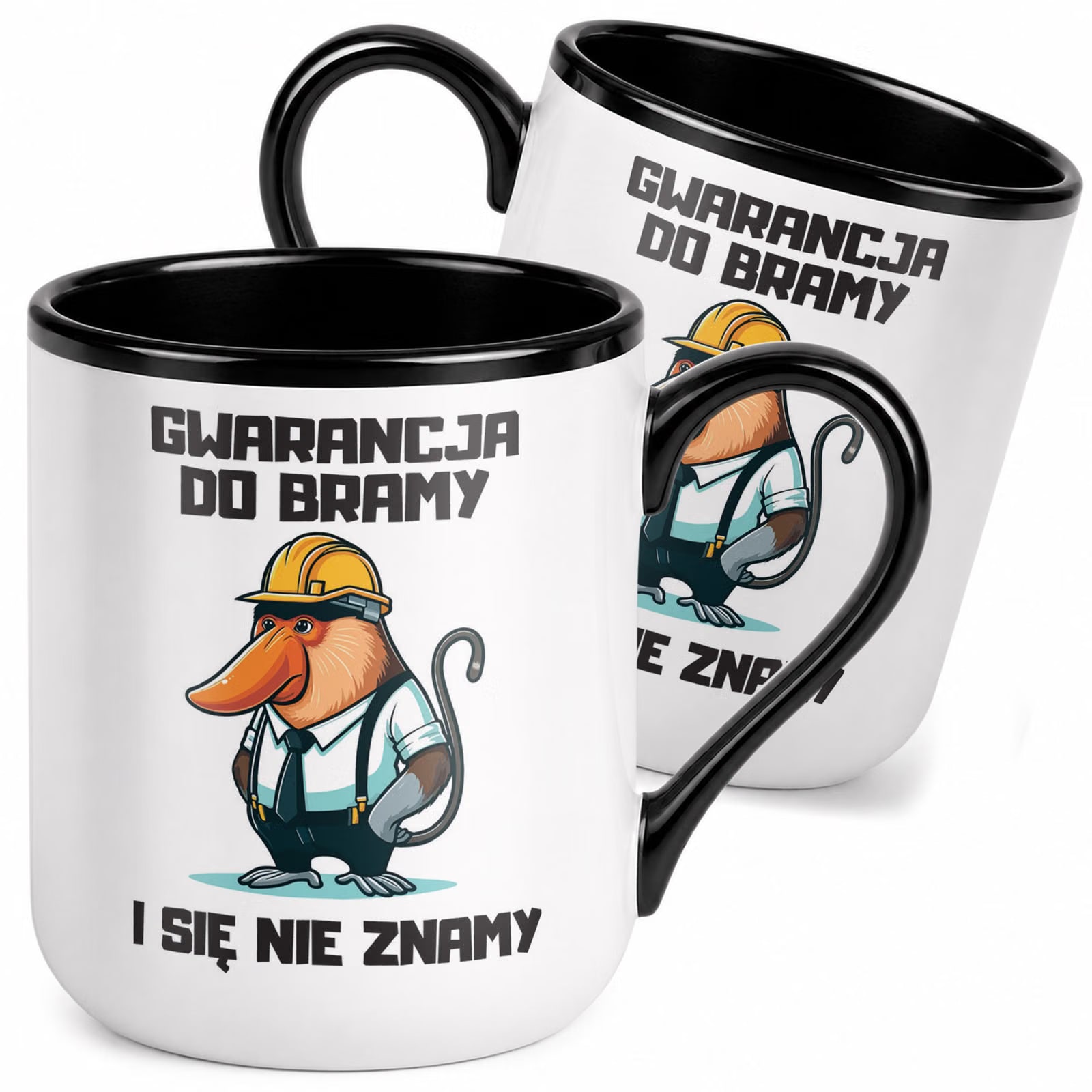 Kubek z nadrukiem Premium Czarny Janusz Nosacz Gwarancja Do Bramy Prezent