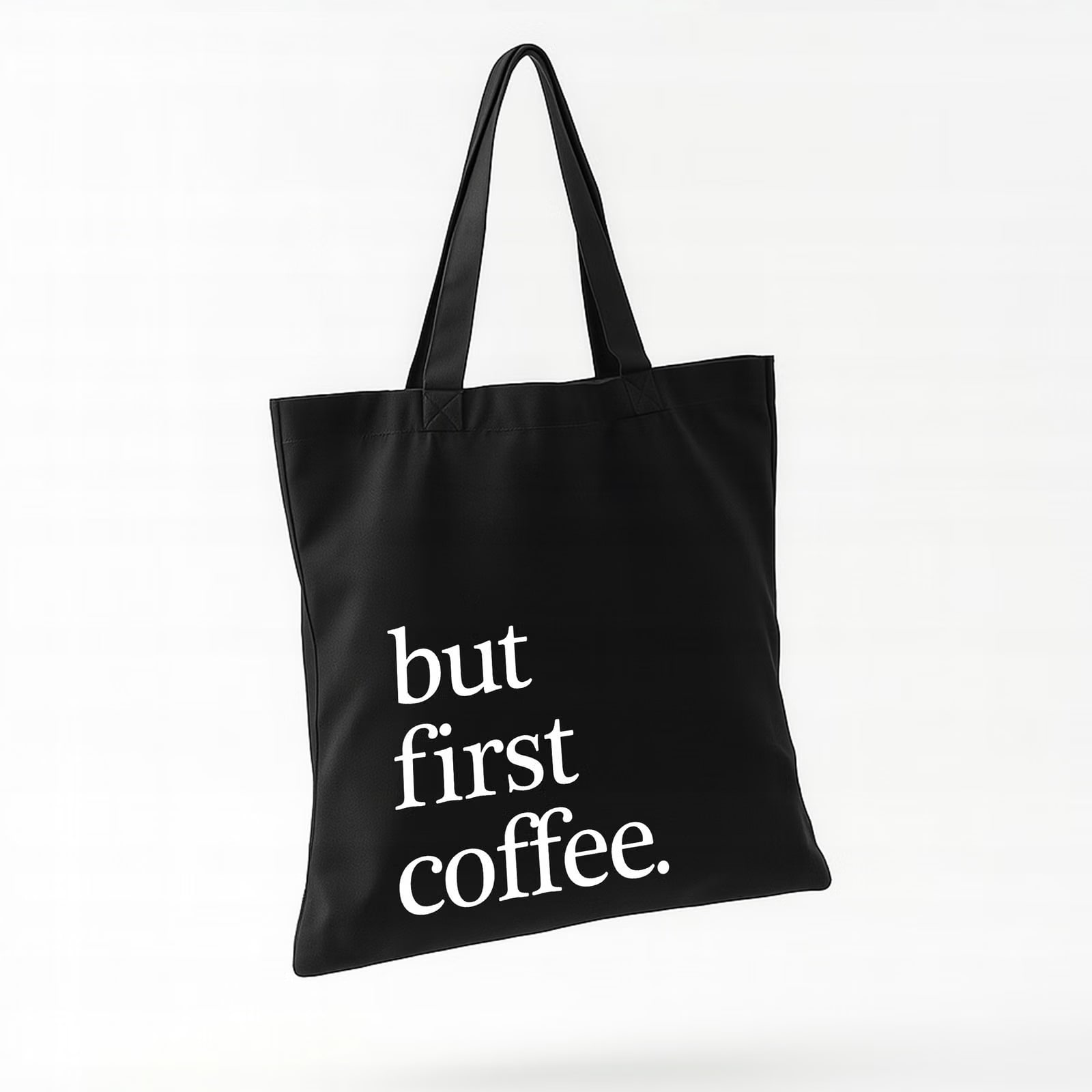 Torba bawełniana czarna na zakupy But First Coffee