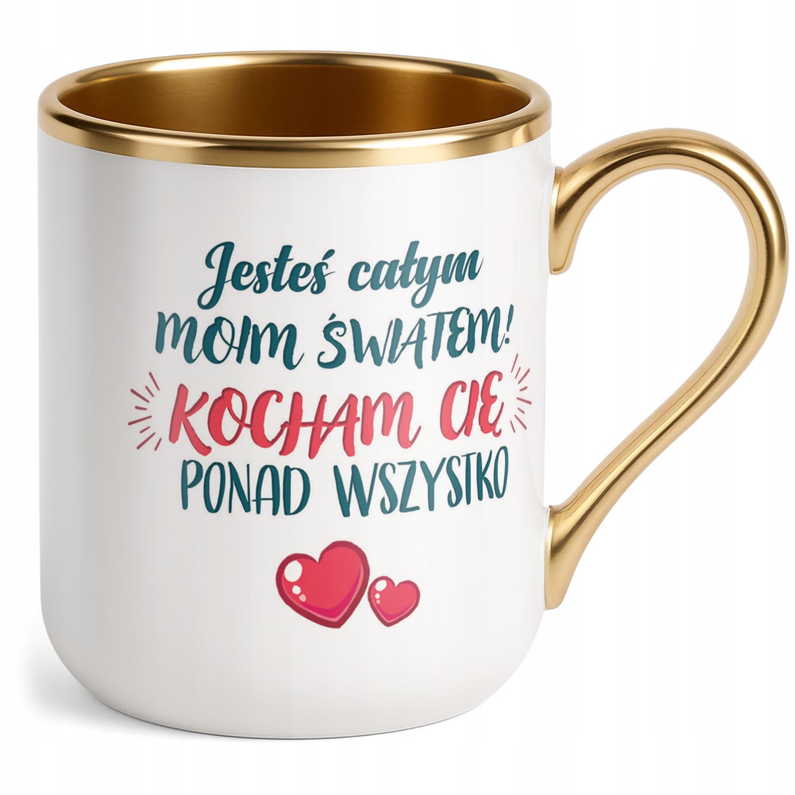 Kubek Premium Złoty Personalizowany Na Walentynki Kocham Cię Prezent