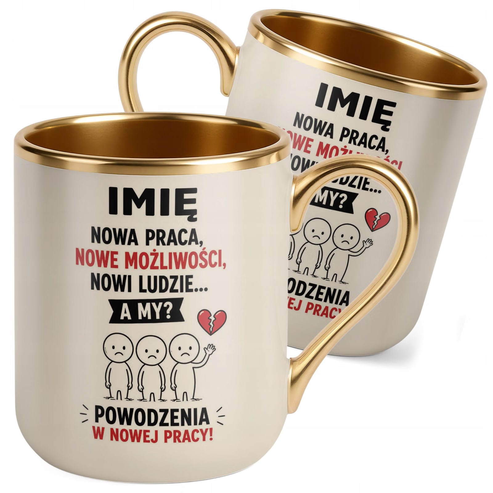 Kubek Personalizowany z nadrukiem Premium Złoty Ecru Odejście z Pracy