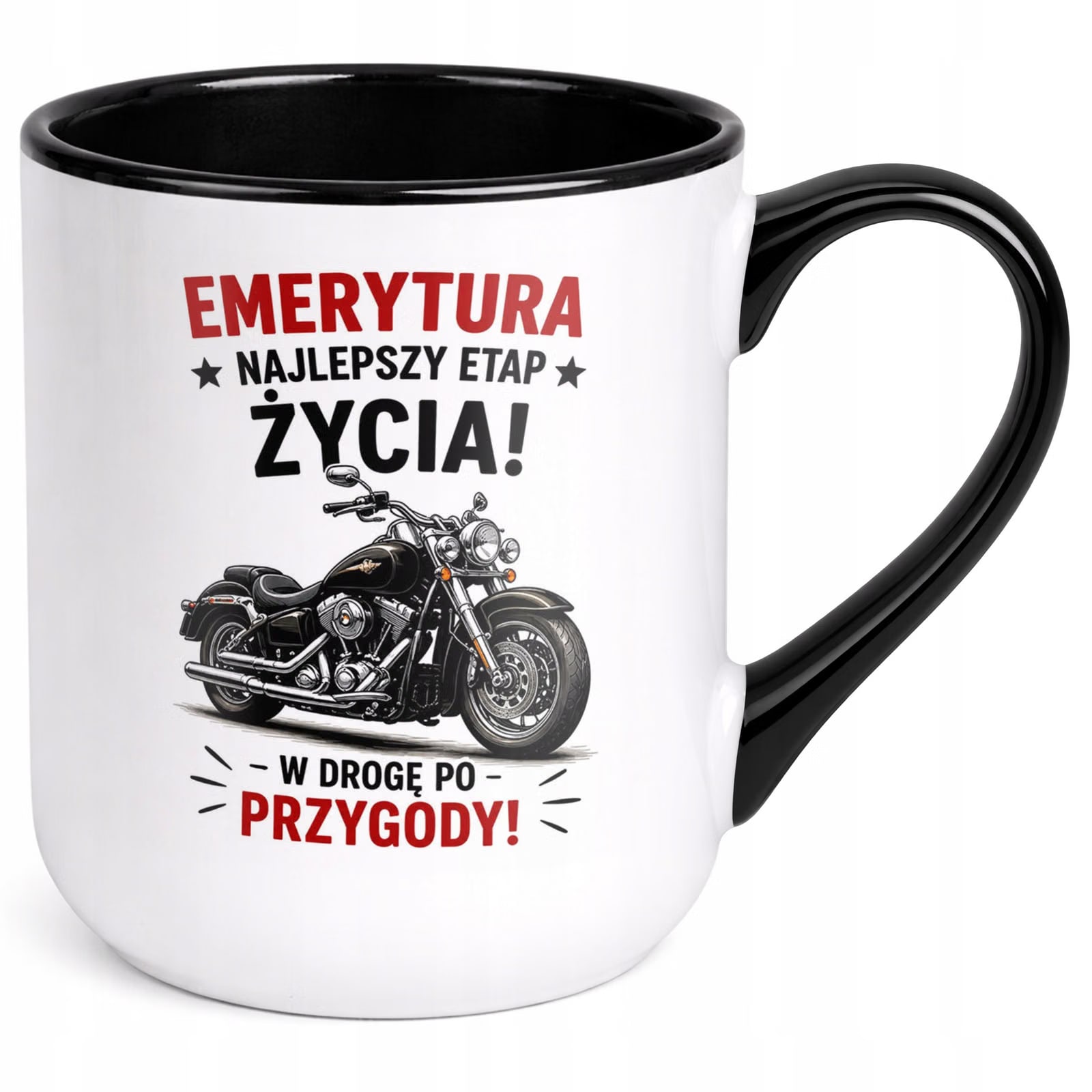 Kubek z nadrukiem Premium Czarny Emerytura Dla Emeryta Upominek Prezent