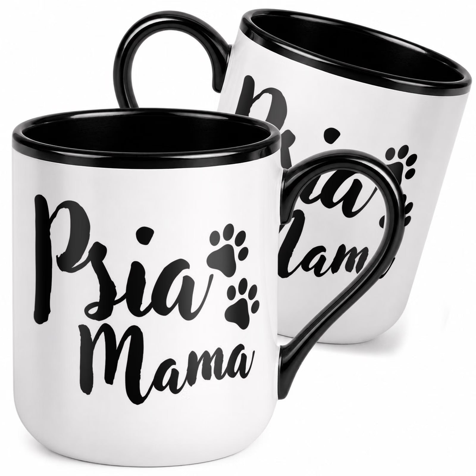 Kubek z nadrukiem Premium Czarny Dzień Kobiet Psia Mama Upominek Prezent