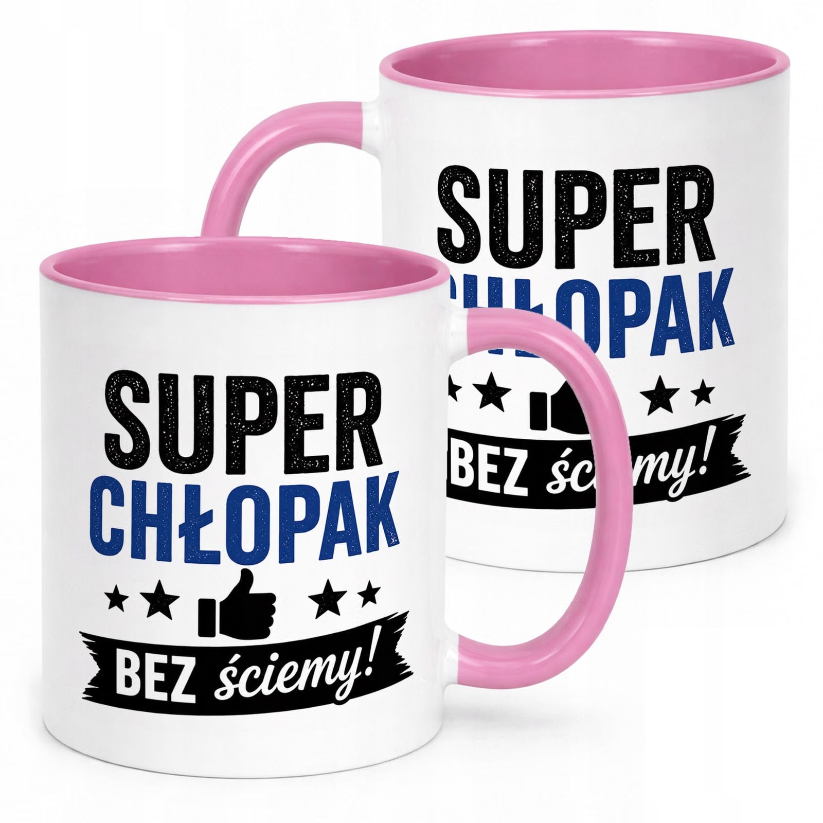 Różowy Kubek z nadrukiem Dzień Chłopaka Mężczyzny Upominek Prezent