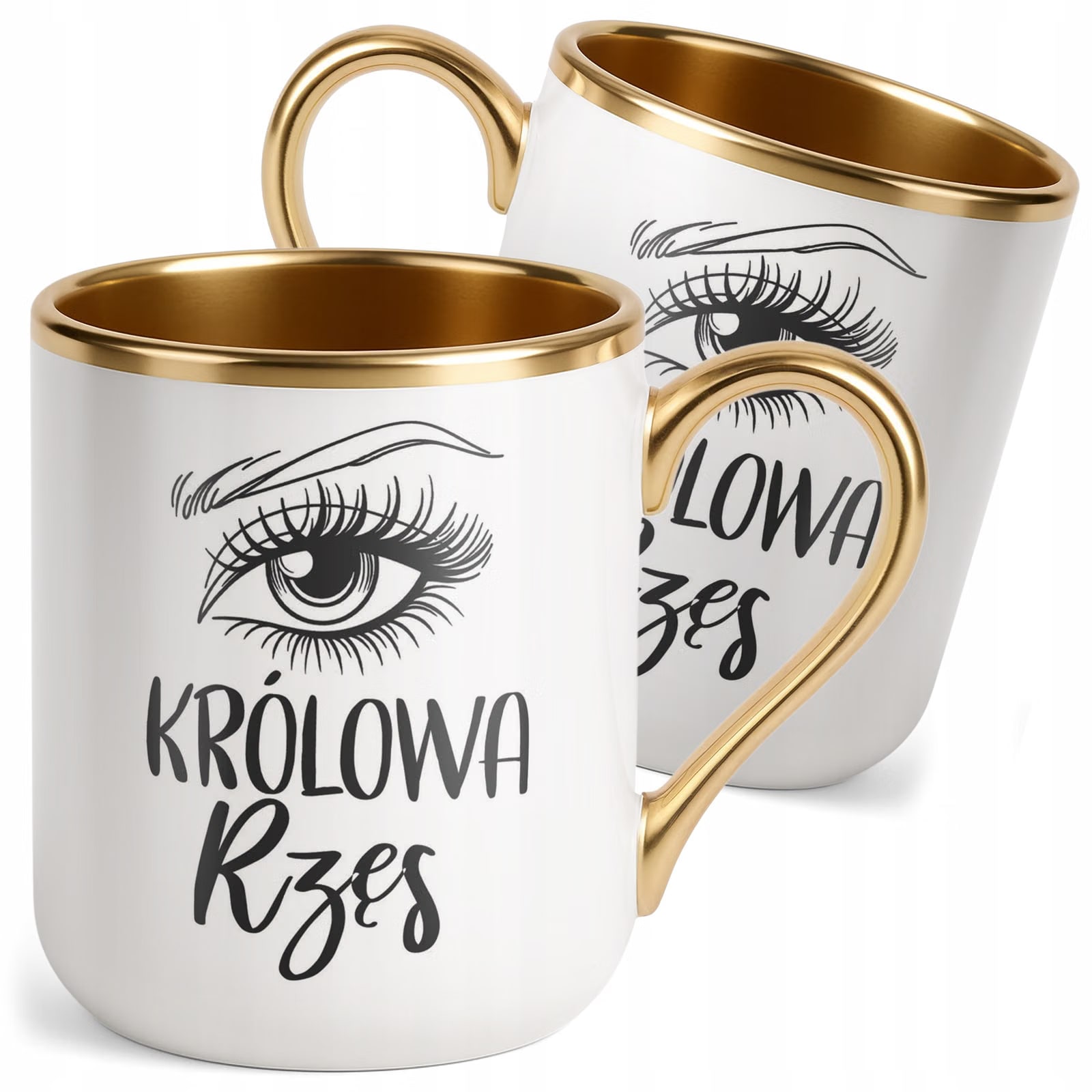 Kubek Premium Złoty Królowa Rzęs Dla Stylistki Rzęs Prezent