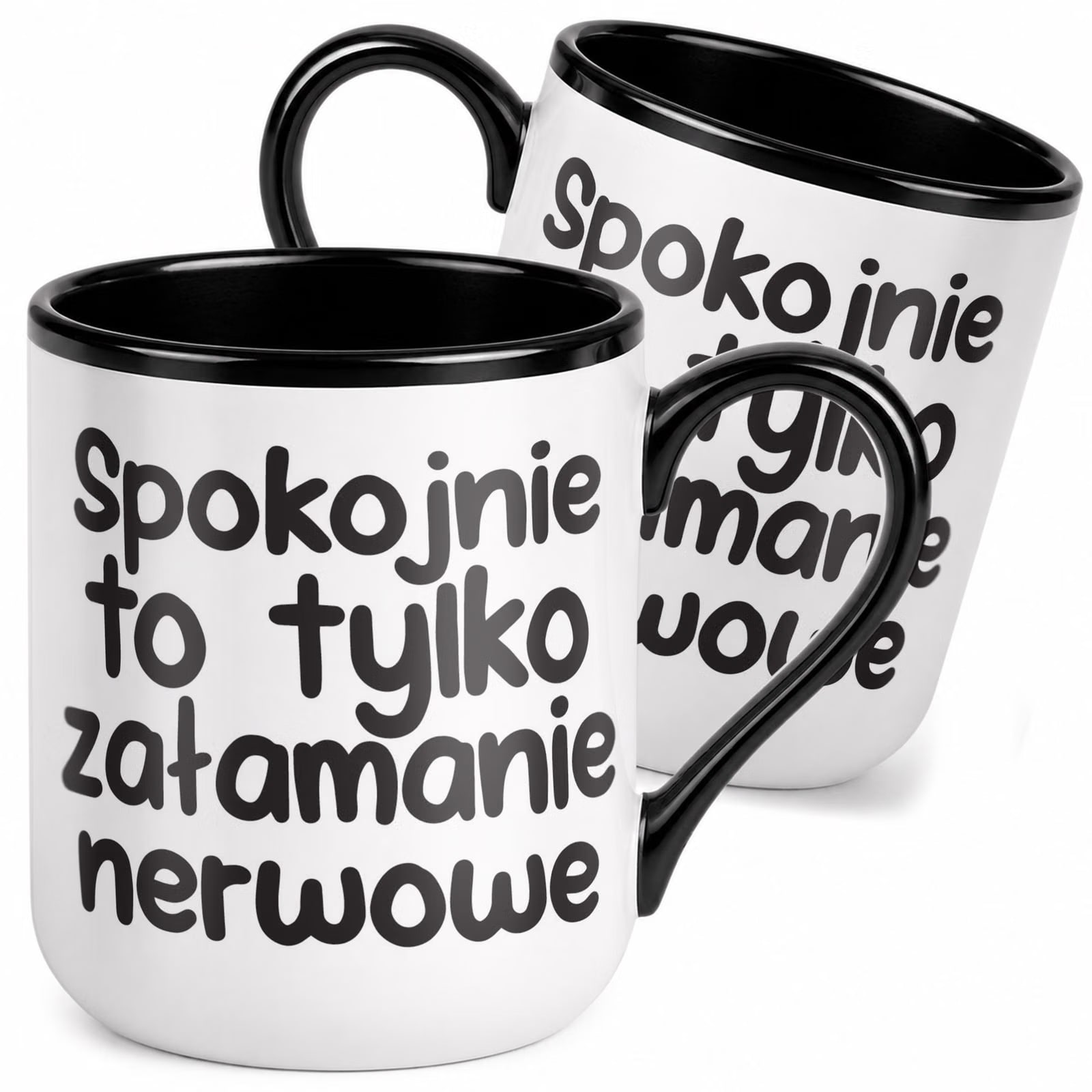 Kubek z nadrukiem Premium Czarny To Tylko Załamanie Nerwowe Prezent