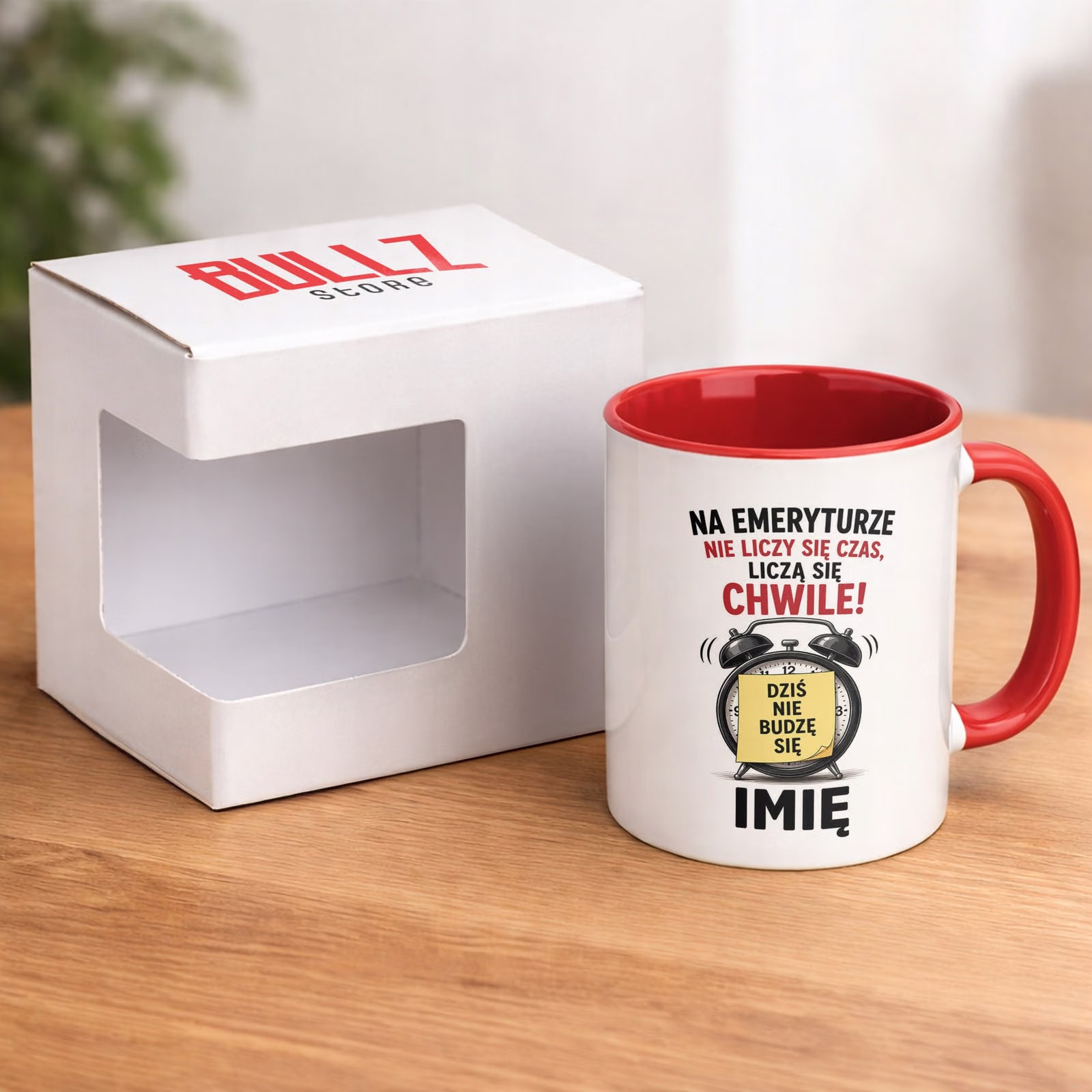 Kubek Czerwony Personalizowany z Nadrukiem Emerytura Upominek Prezent