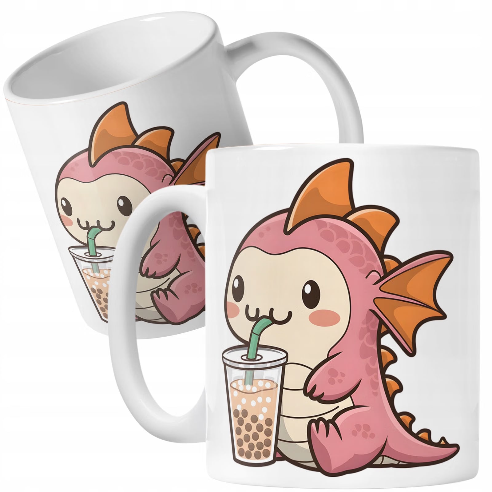 Biały kubeczek ceramiczny Aksolotl Axolotl Różowy Zwierzak Viral Trend HIT