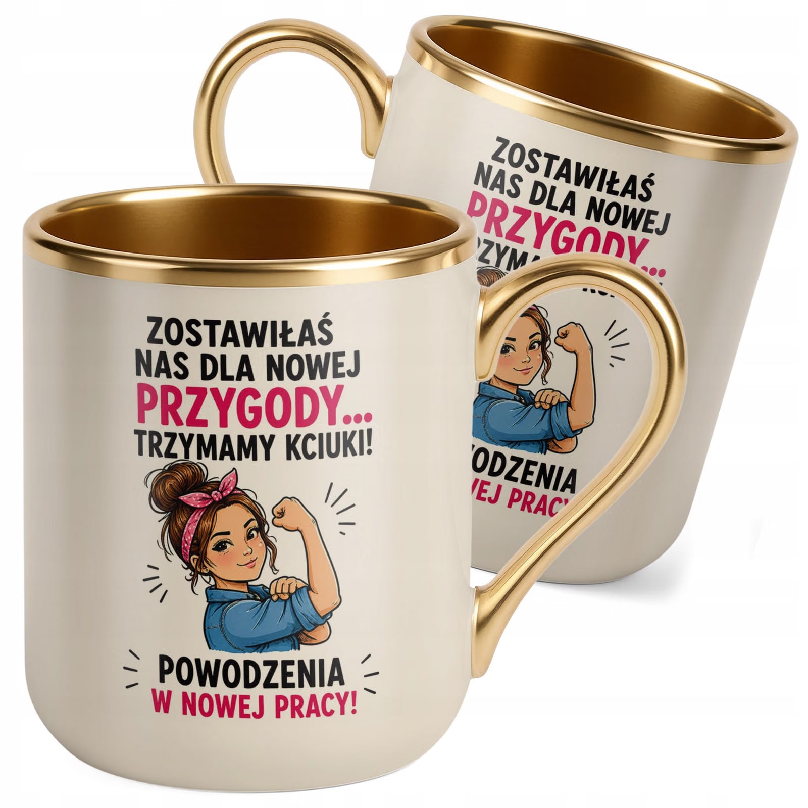 Kubek z nadrukiem Premium Złoty Ecru Pożegnanie Odejście z Pracy