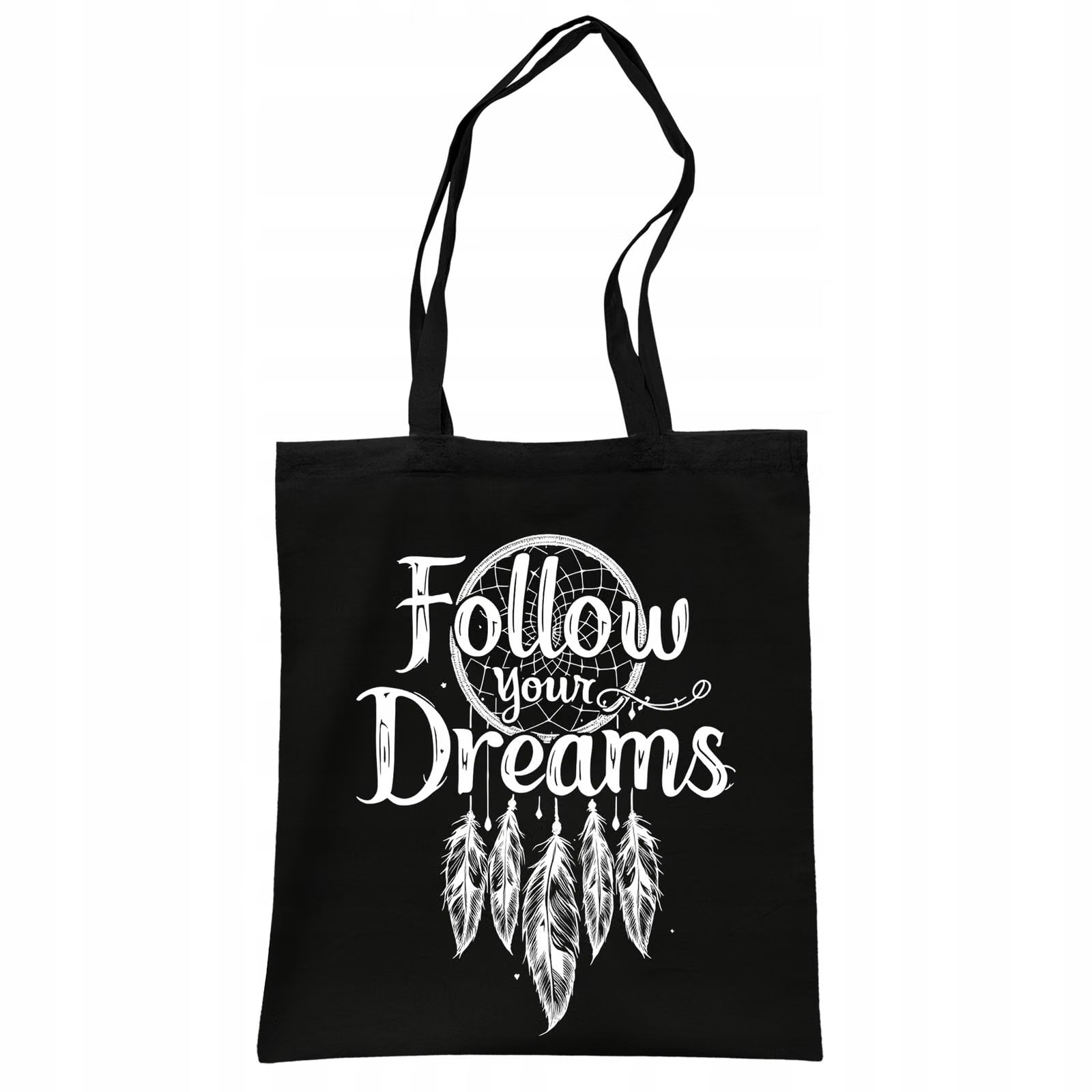 Torba bawełniana czarna na zakupy Follow Your Dreams Łapacz Snów